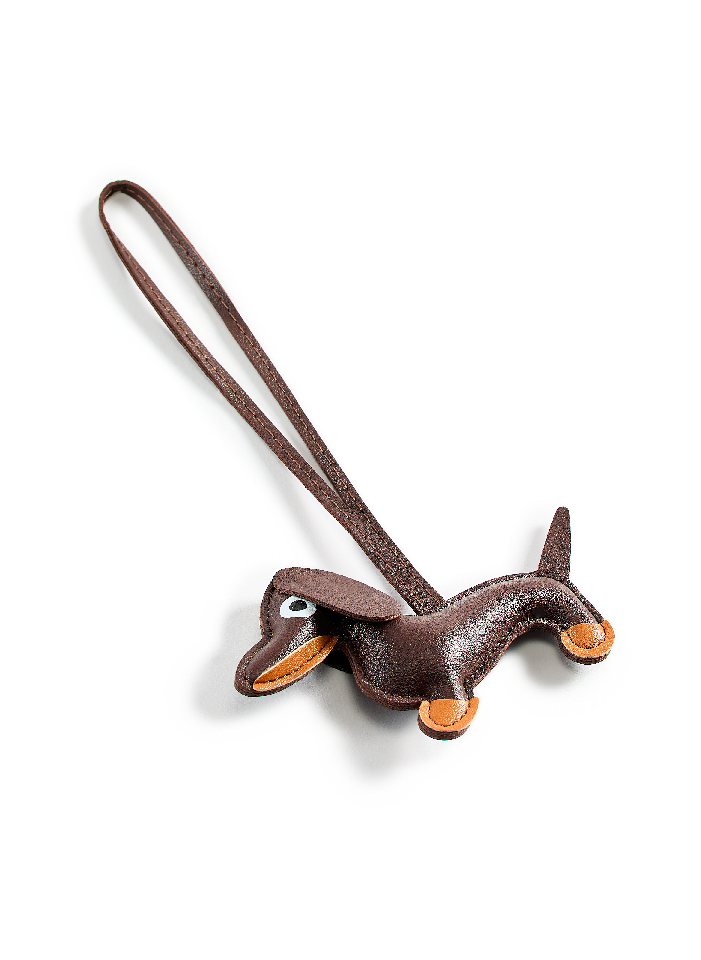 Dog-shaped leather keychain to attach AU PRINTEMPS PARIS Brown