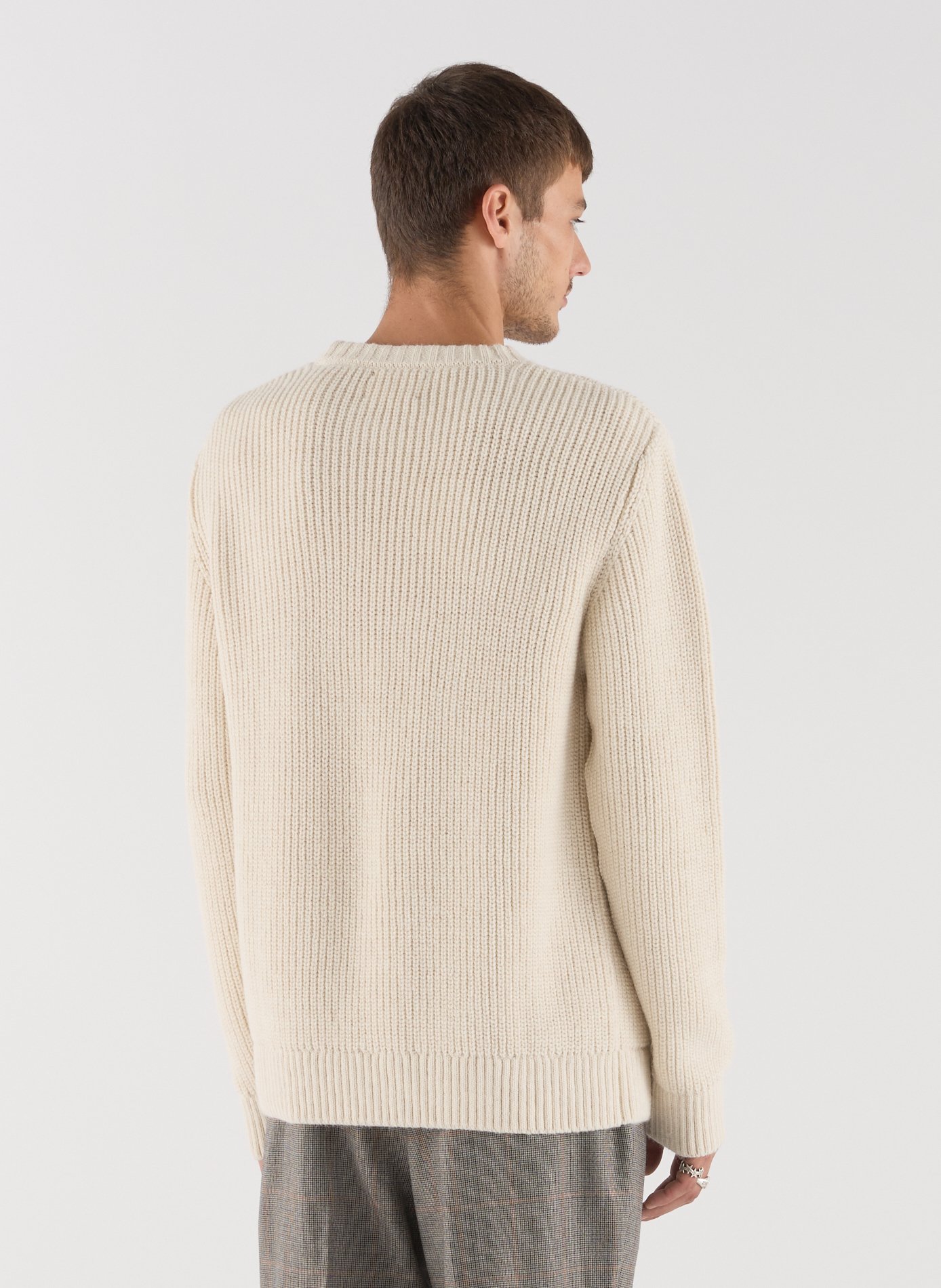 Round-neck sweater in ribbed knit SAISON 1865 Beige