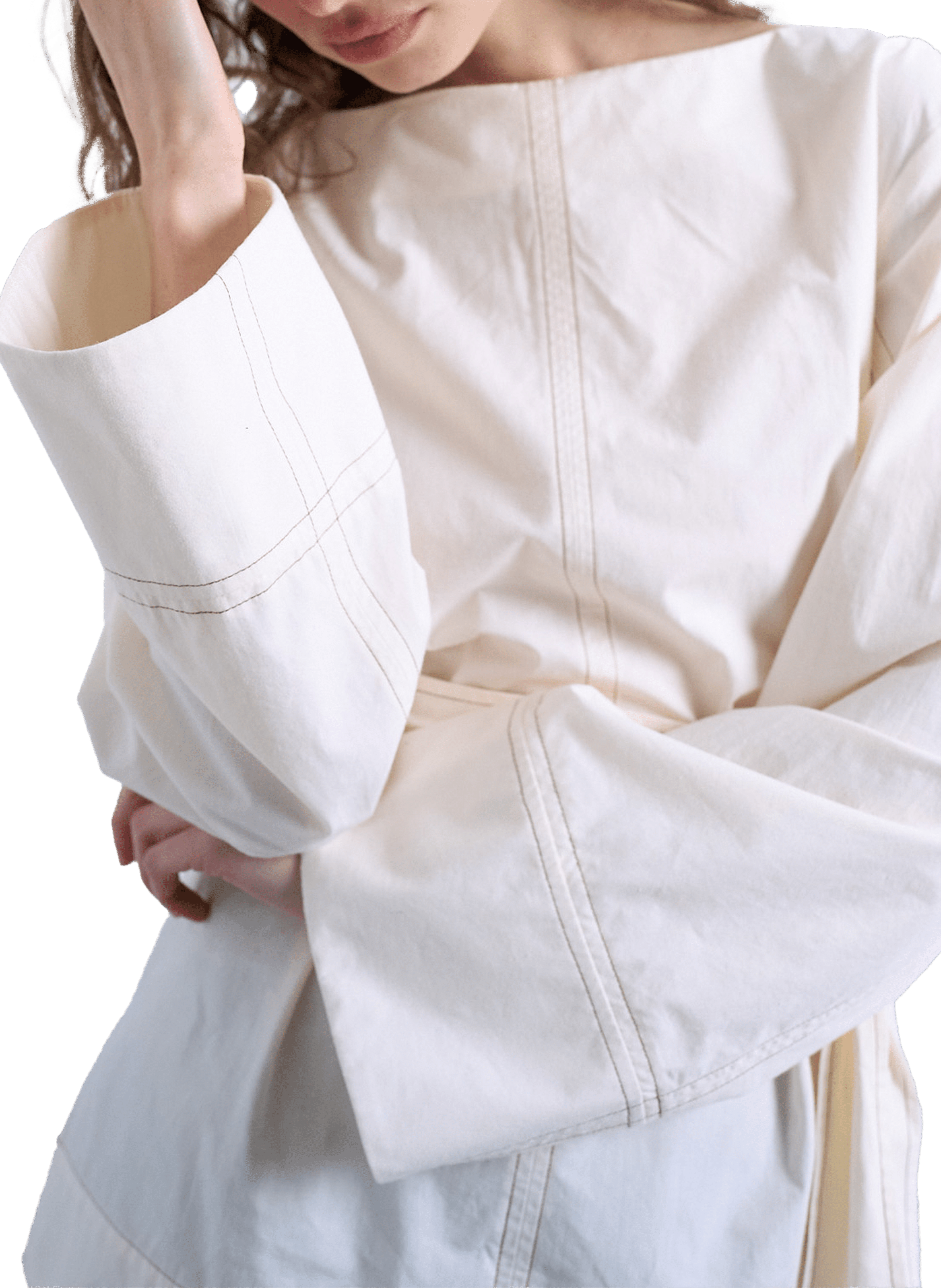 Cotton belted blouse TOPSHOP Beige