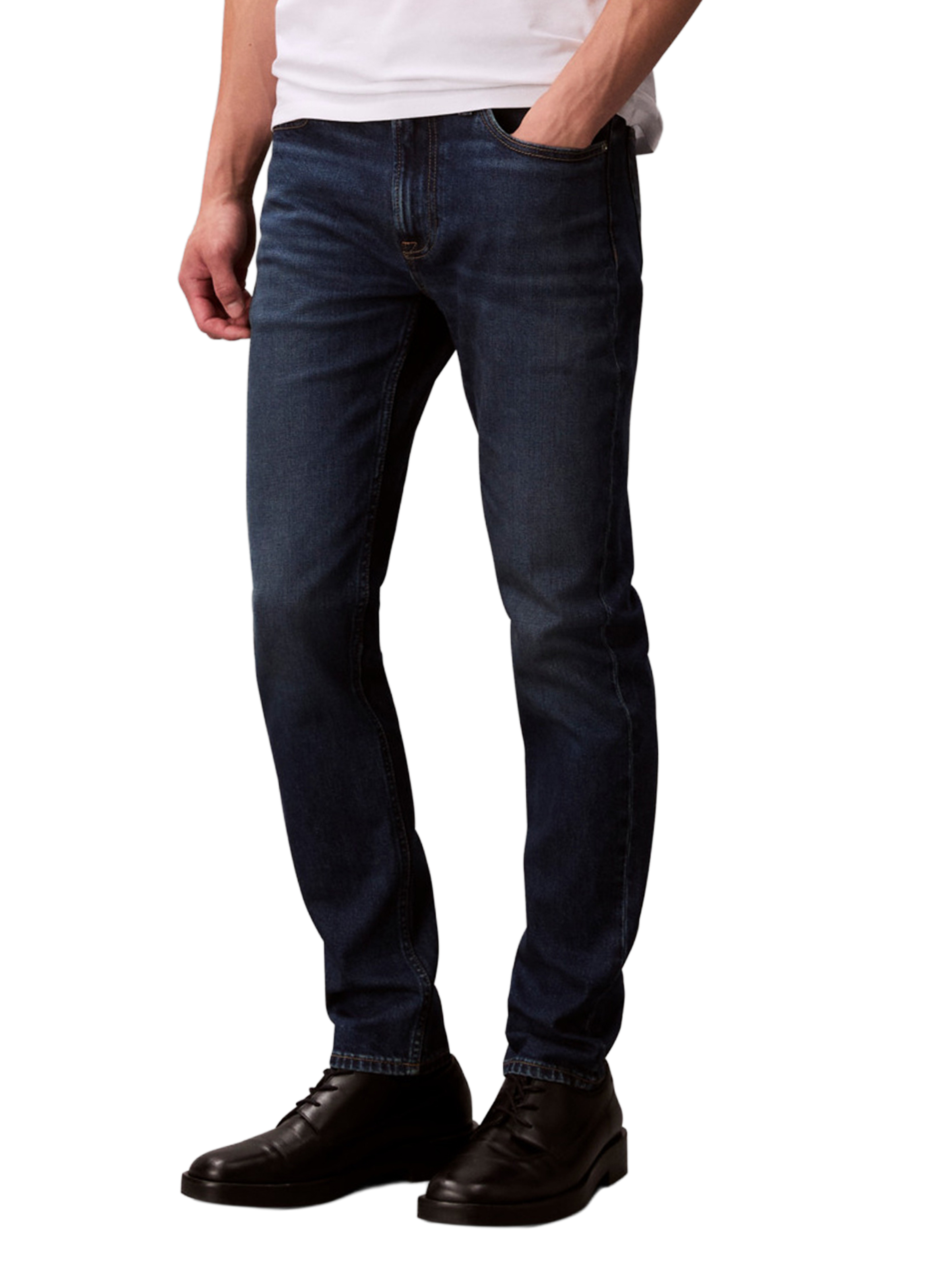 CALVIN KLEIN Jean denim Slim Taper en coton mélangé Bleu