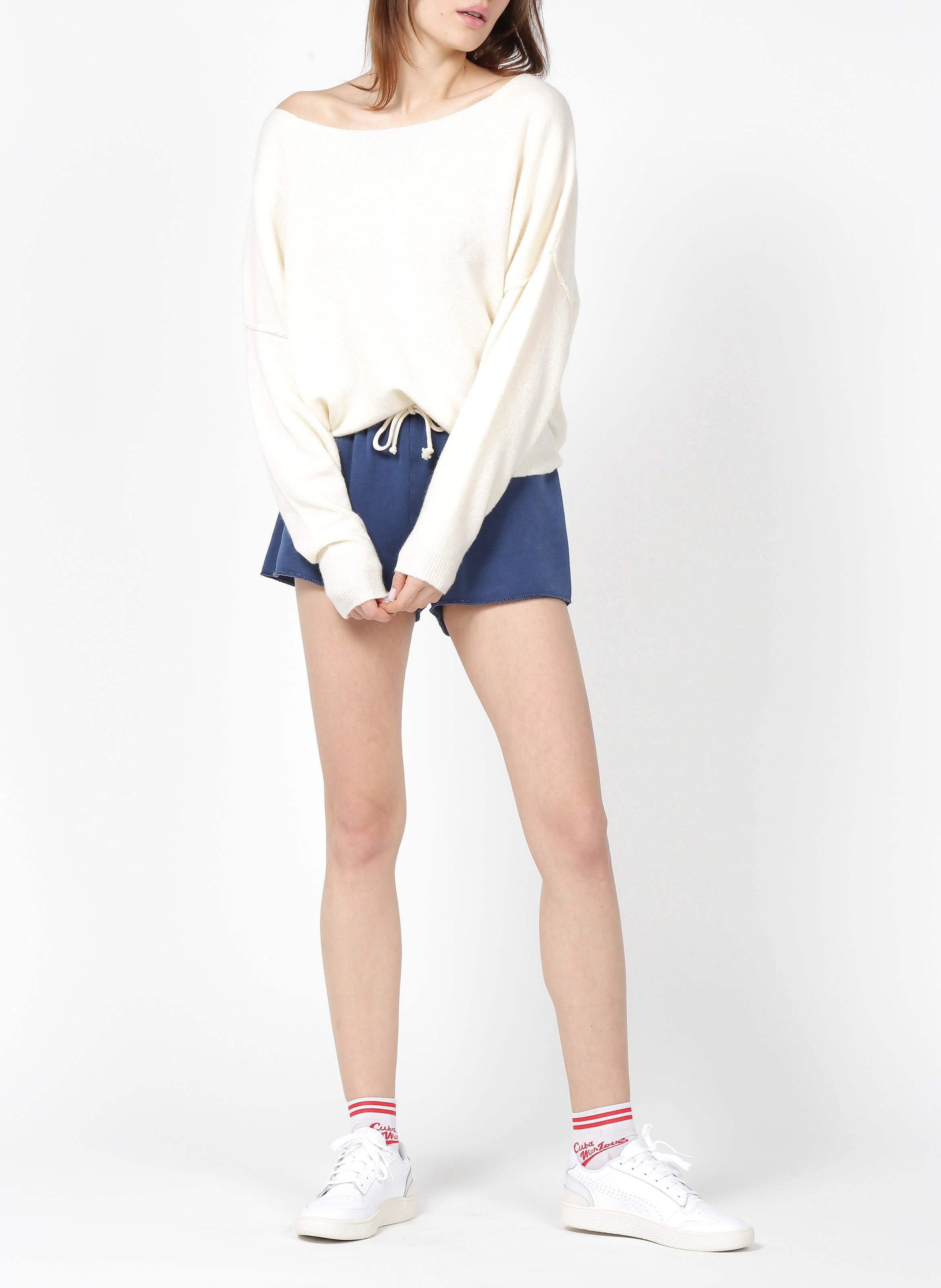 Pull ample à col bateau en maille duveteuse damsville AMERICAN VINTAGE Beige