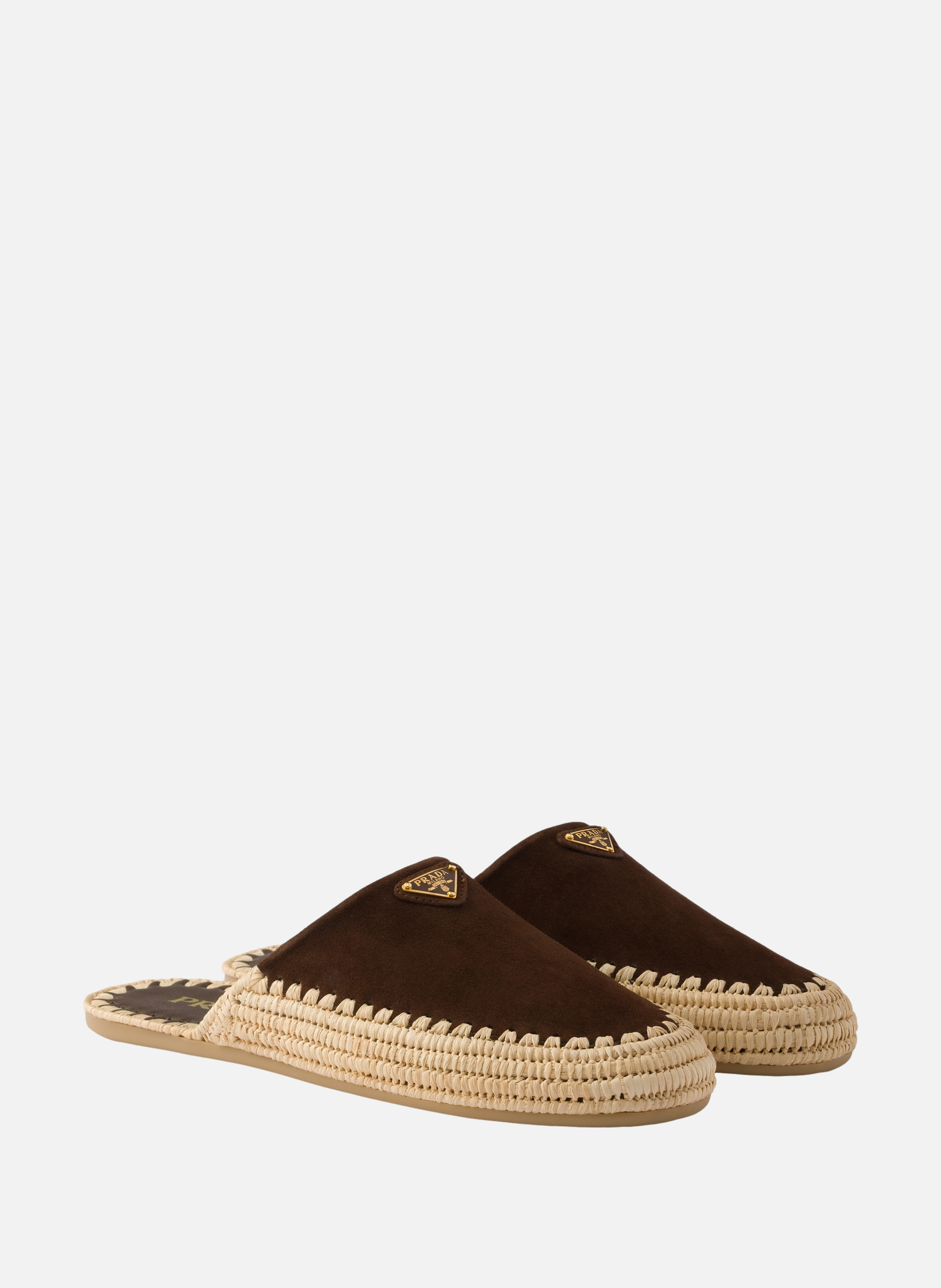 Mules en veau velours PRADA Marron