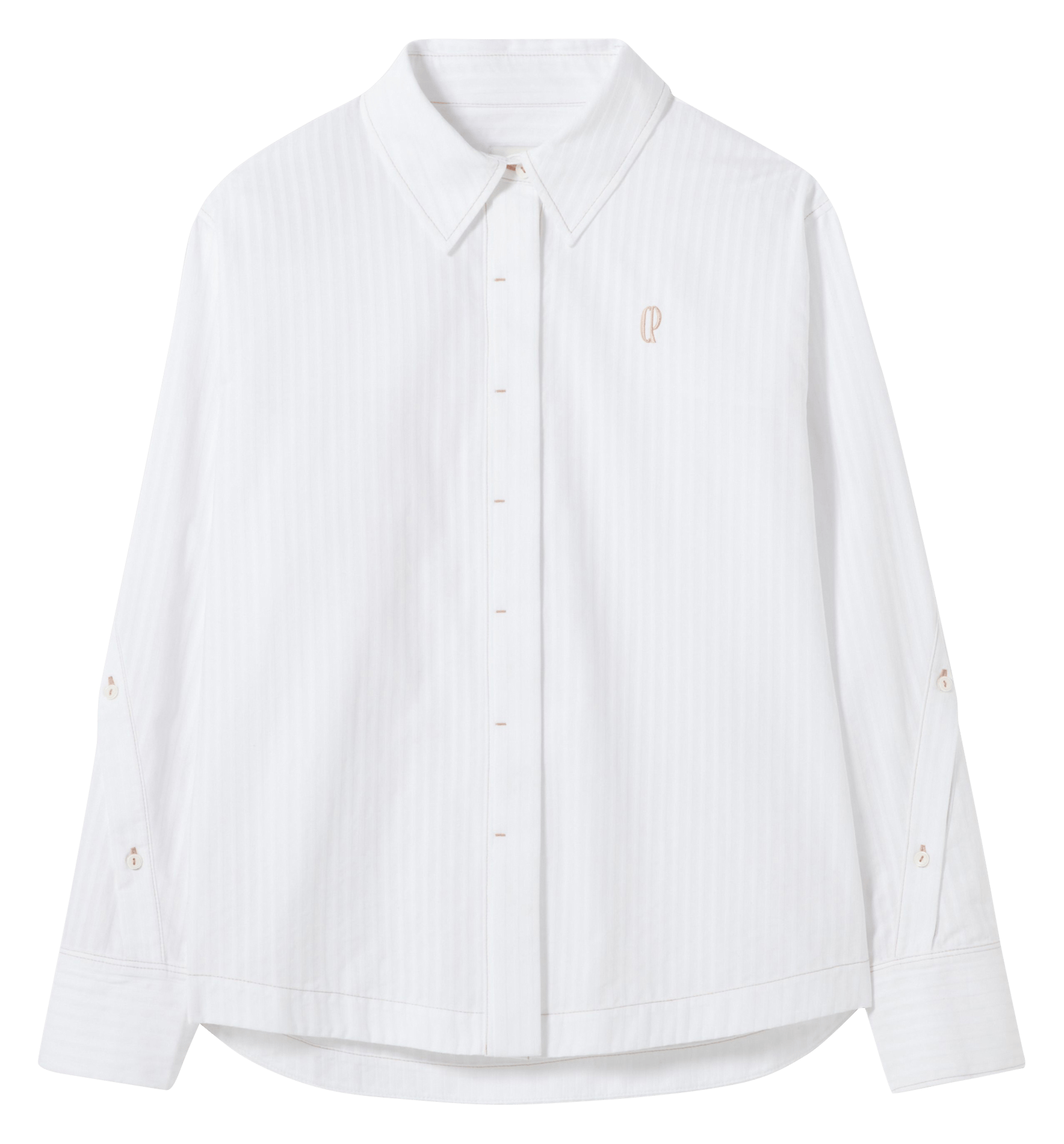 Chemise droite col classique en coton Beige