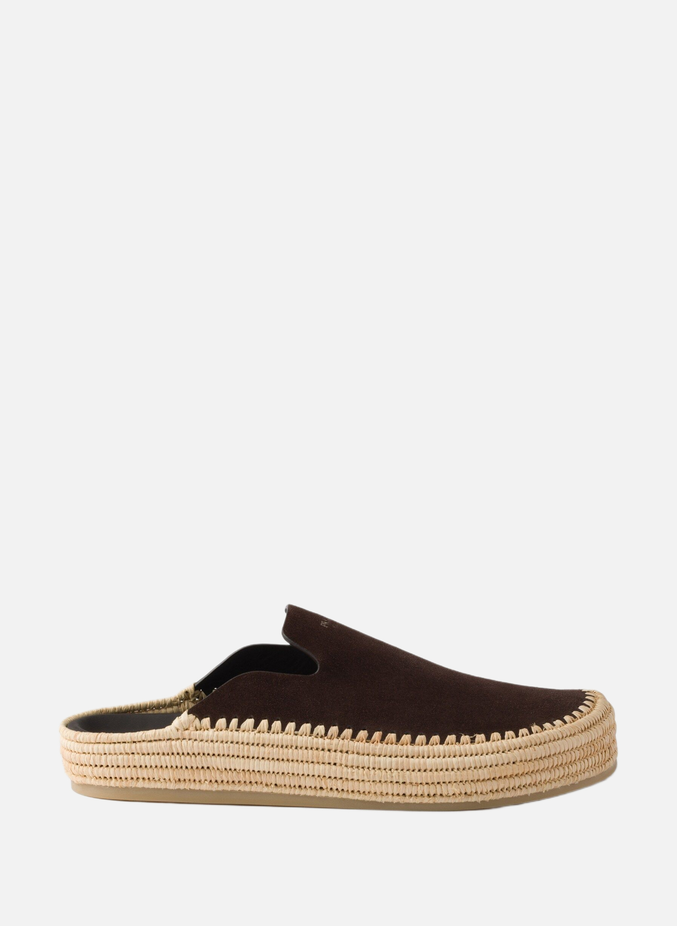 Mules en veau velours PRADA Marron