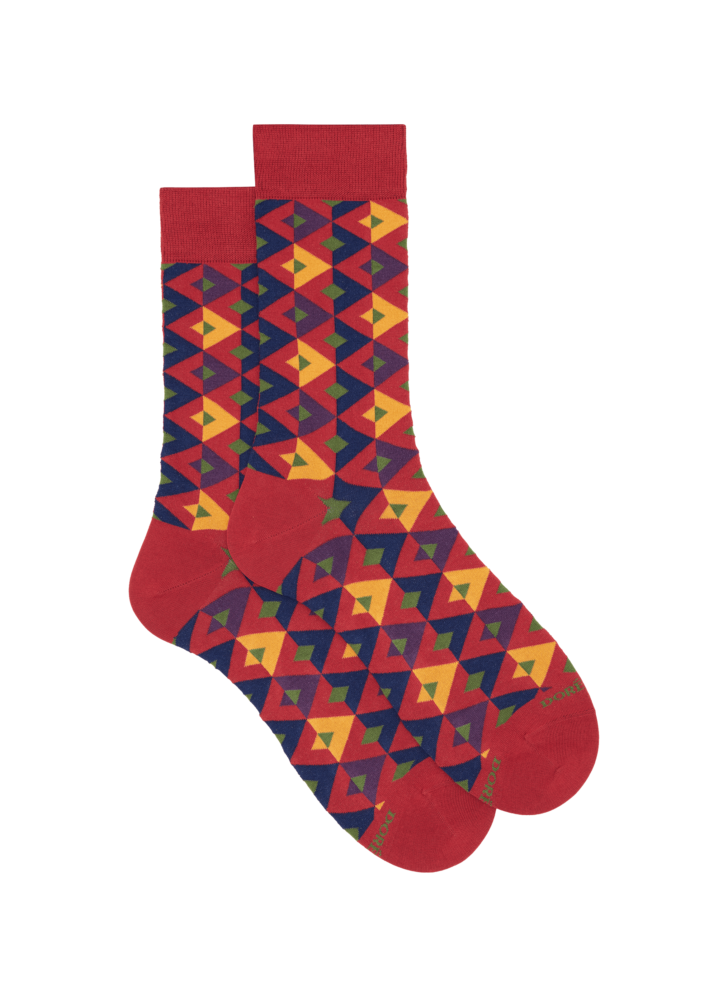 Mid-calf socks with pattern in blended cotton. DORÉ DORÉ Red