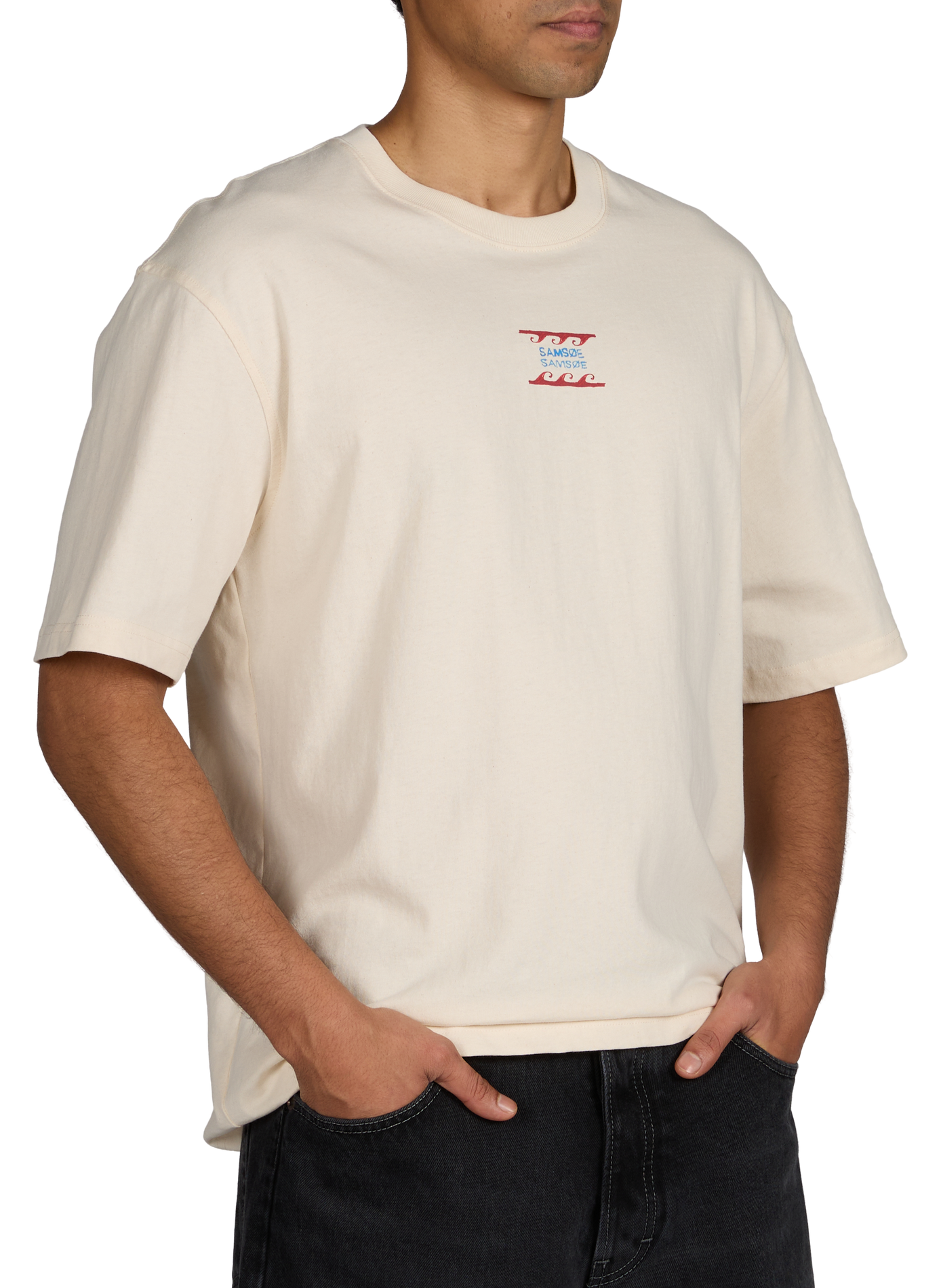 Biker-style cotton t-shirt SAMSOE SAMSOE Beige