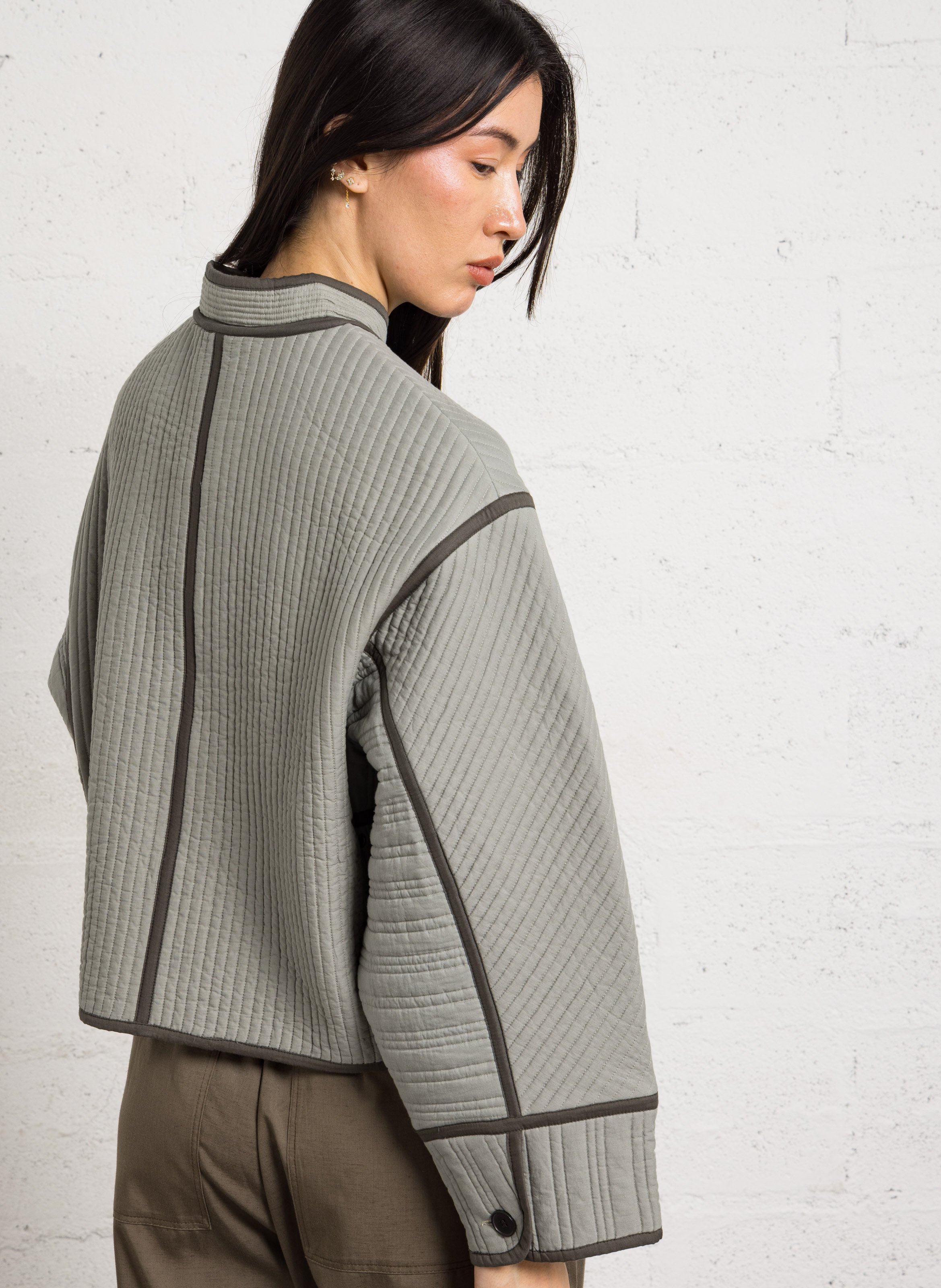 Veste oversize en coton patchouli SOEUR Vert