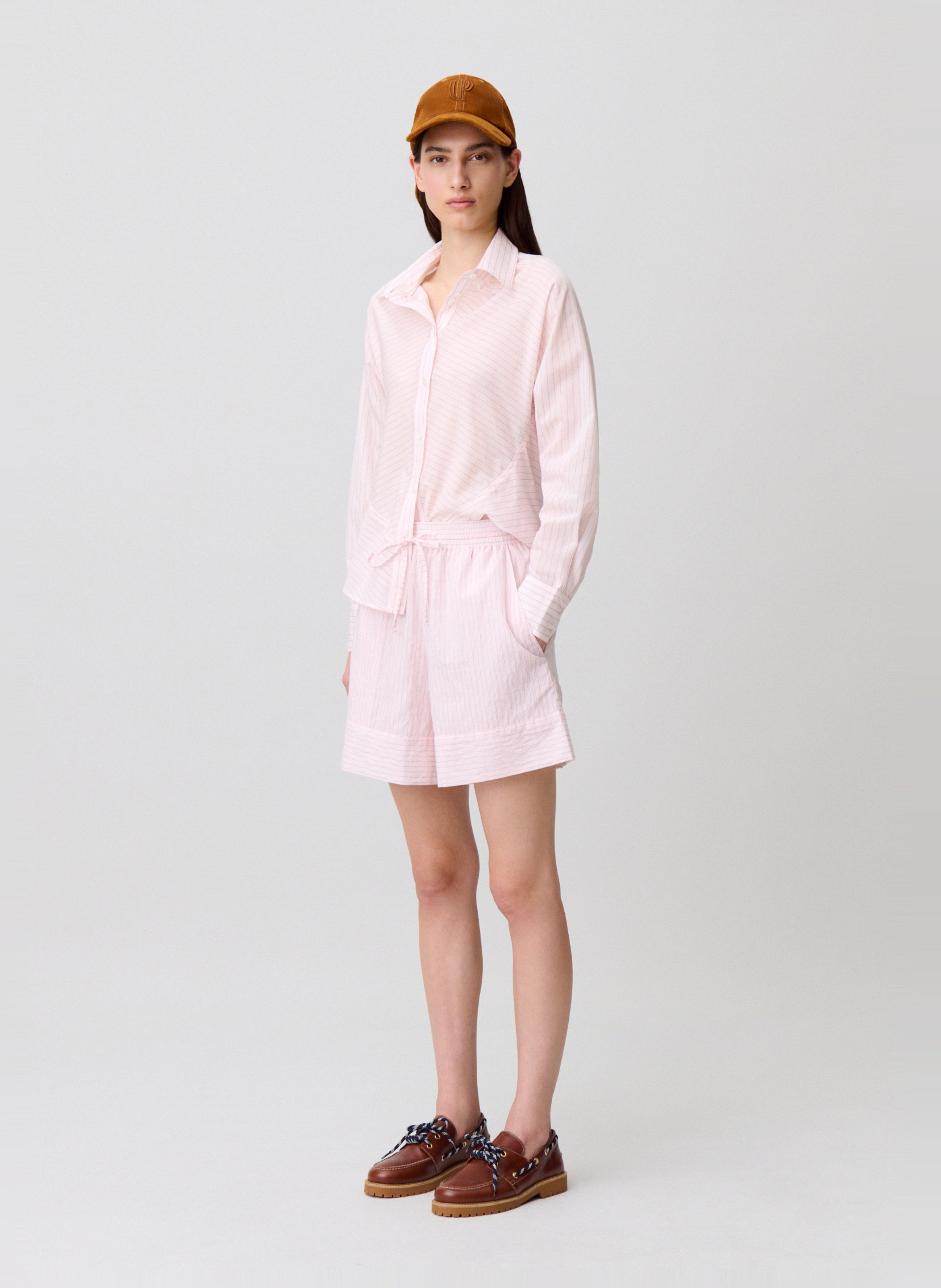 Chemise cintrée à rayures fines CLAUDIE PIERLOT Rose