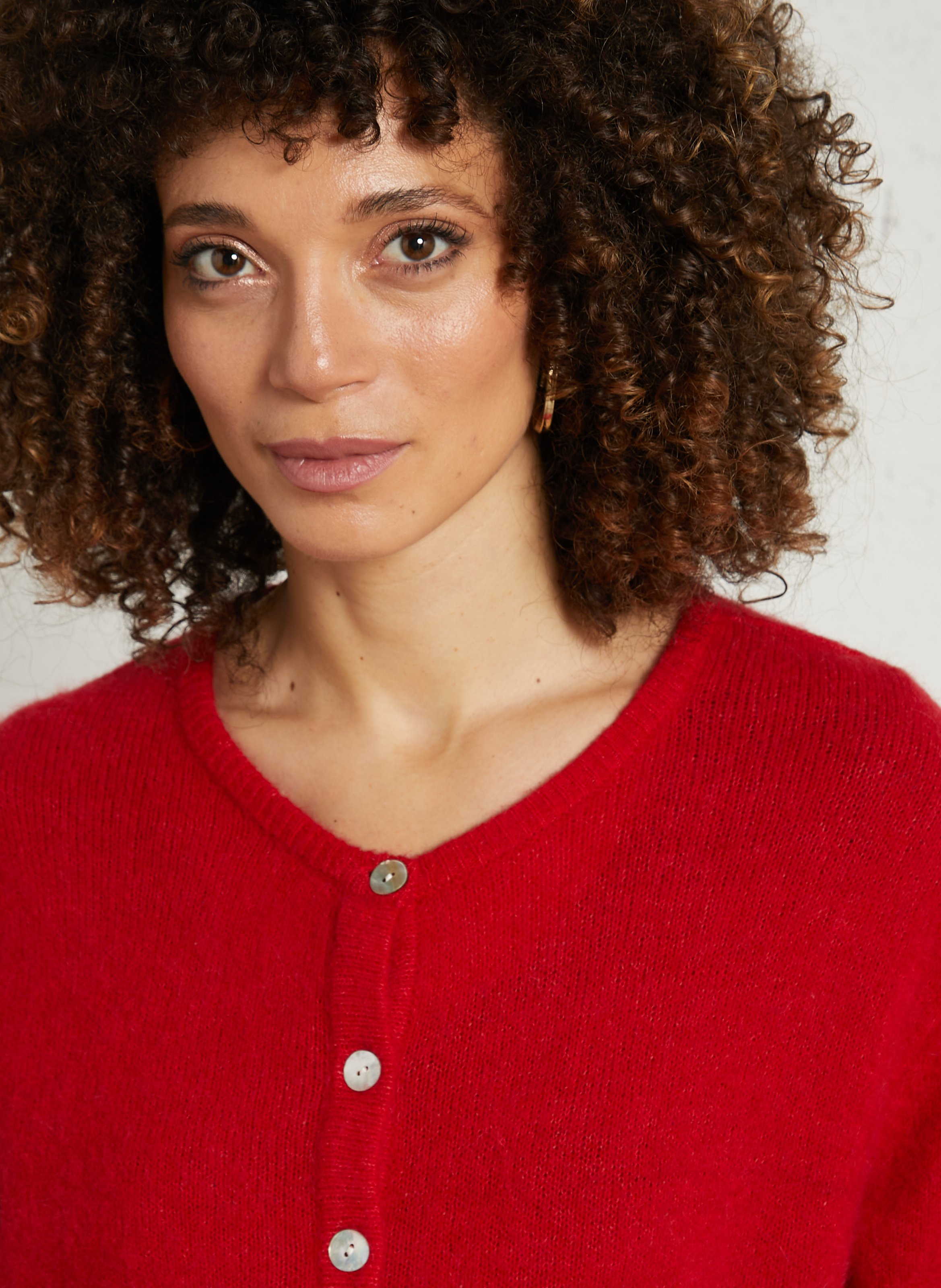 Gilet ample col rond en laine mélangée vitow AMERICAN VINTAGE Rouge