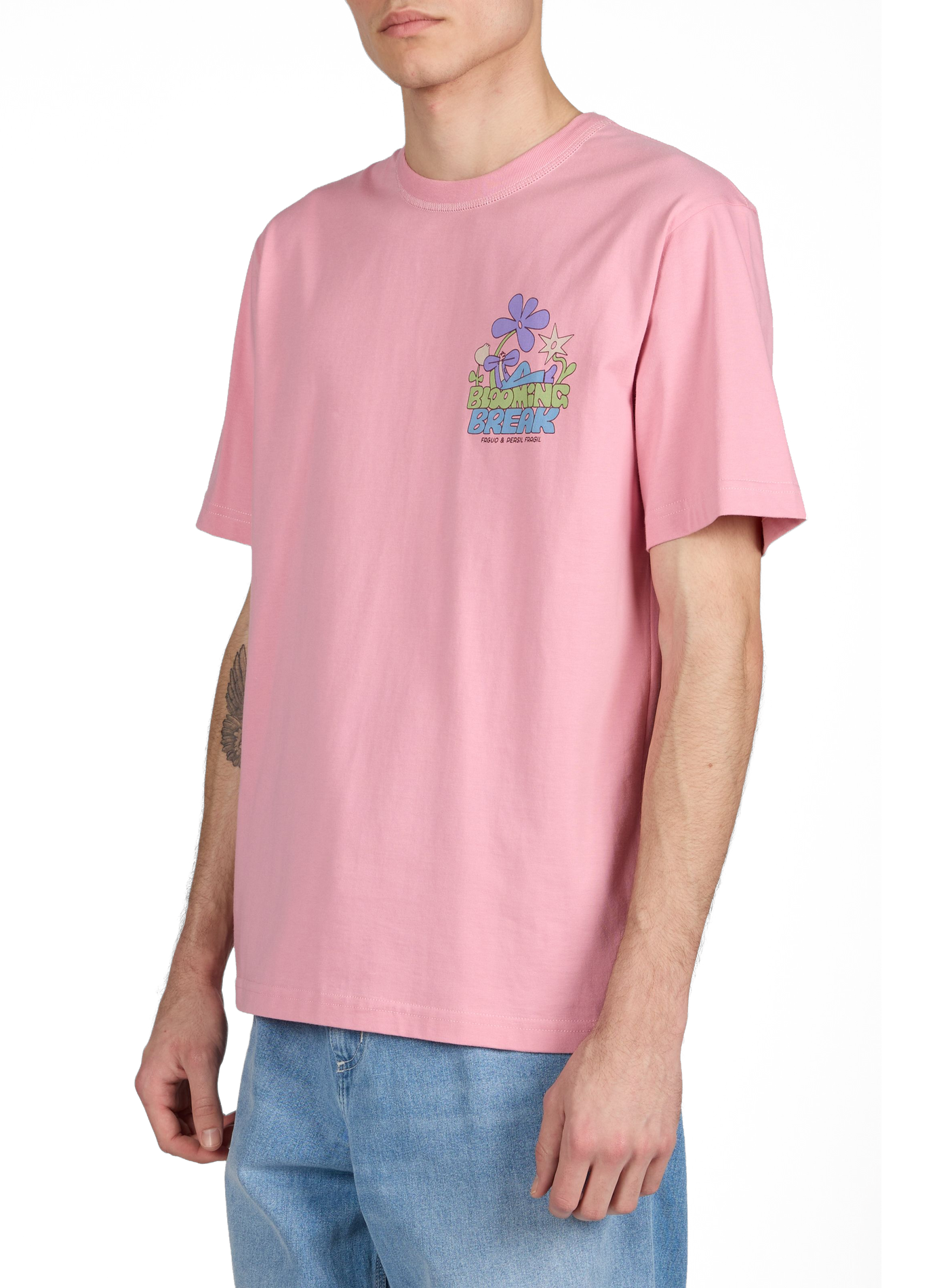 Printed Lugny cotton T-shirt FAGUO Pink
