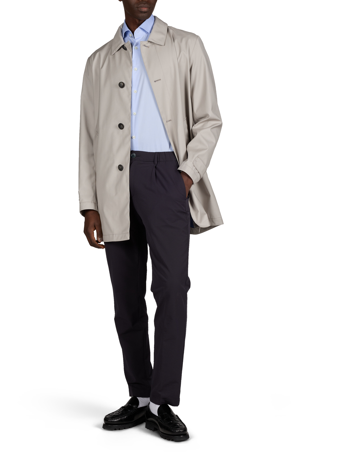 Plain raincoat with classic collar HERNO Grey