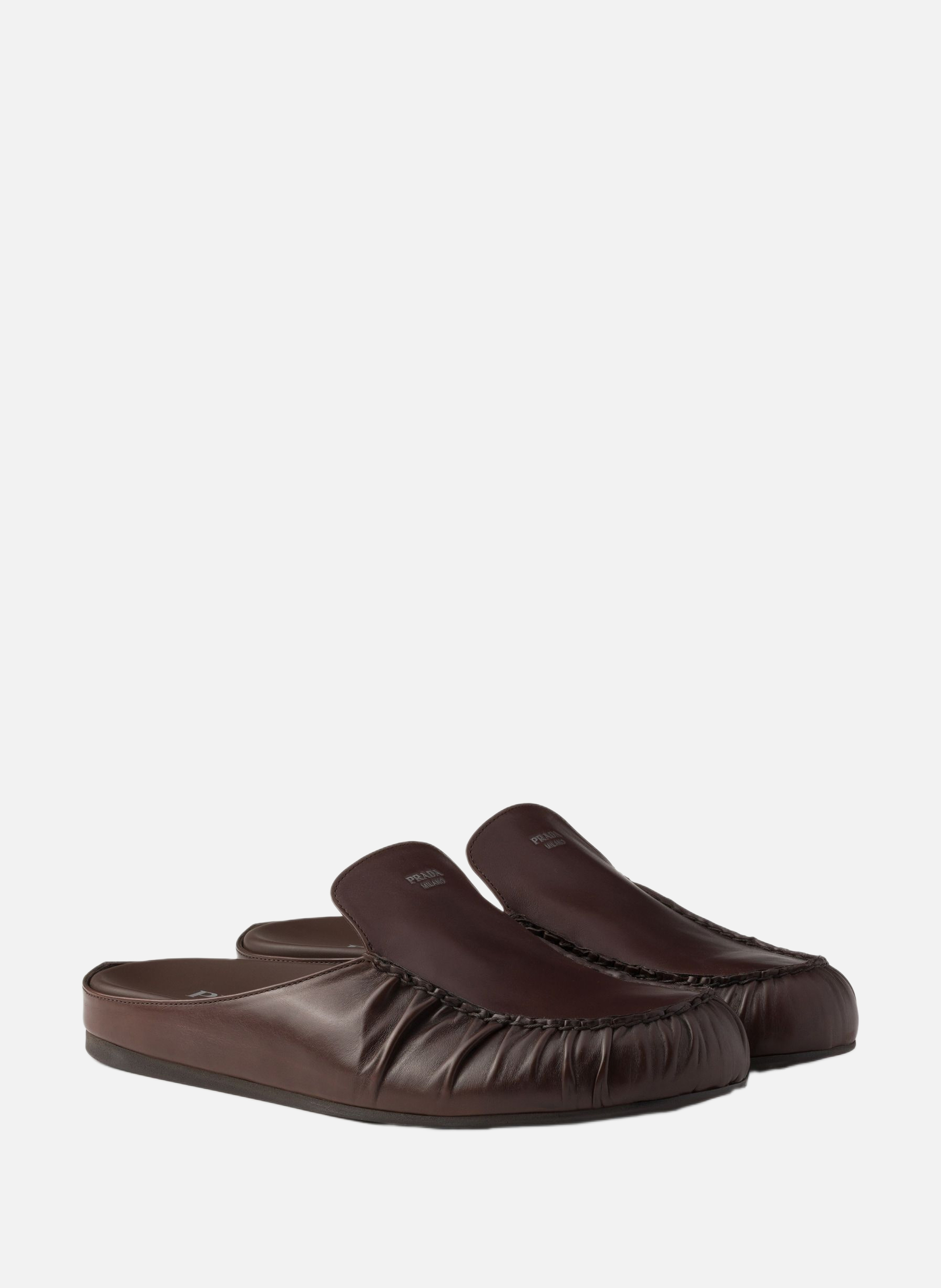 Mules en cuir PRADA Marron