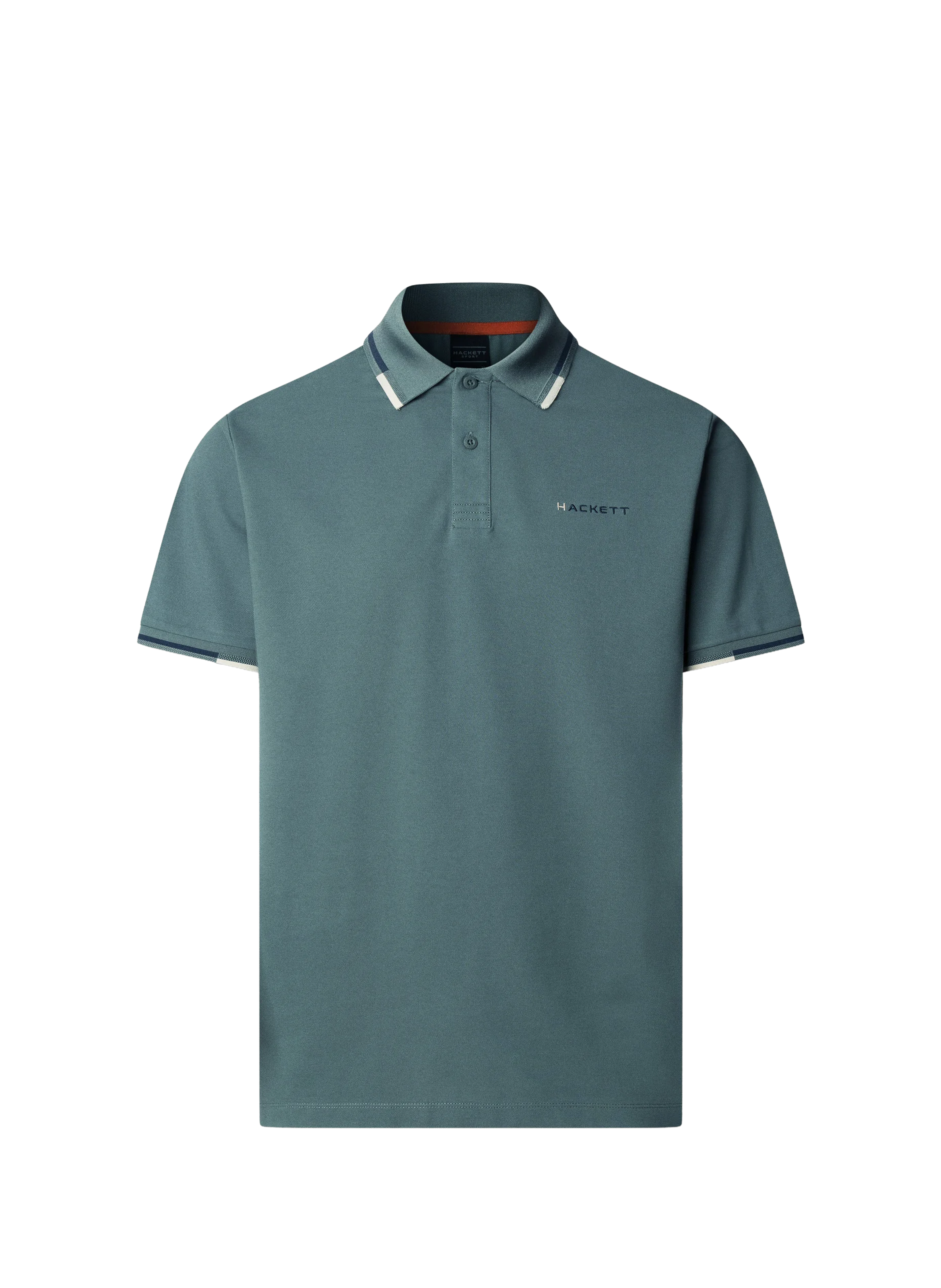 Solid short-sleeve straight fit polo HACKETT Green