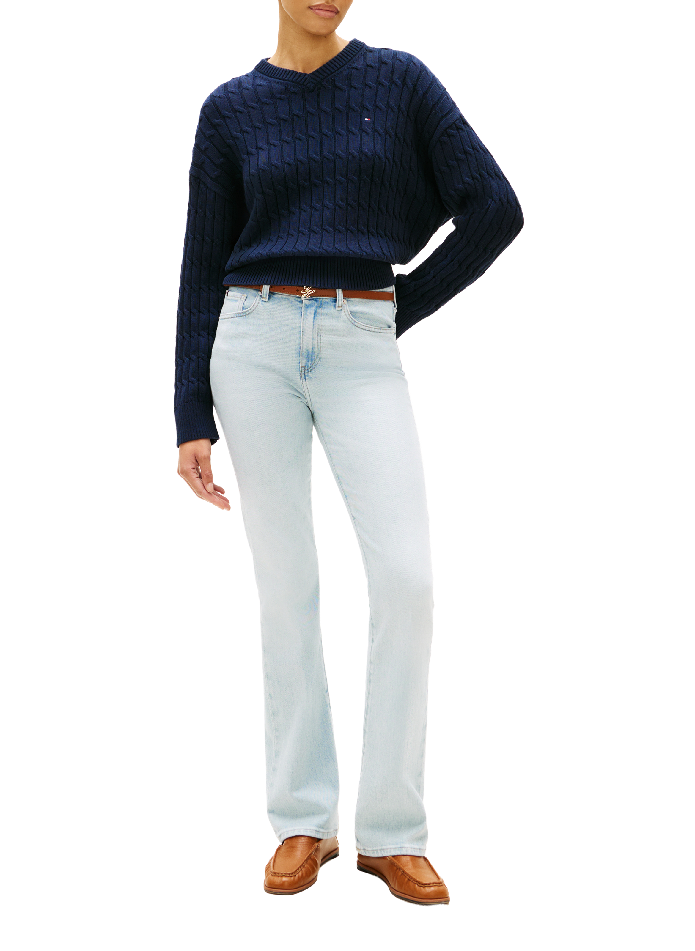 Bootcut Jeans in washed cotton blend TOMMY HILFIGER Blau