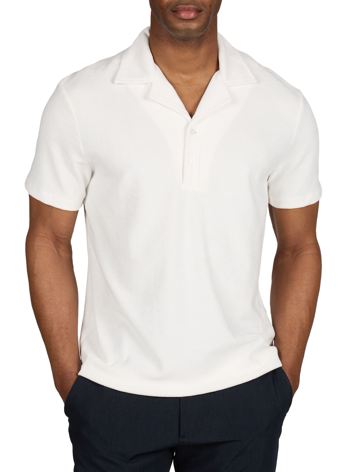 Short-sleeved cotton blend terry cloth polo STRELLSON Beige