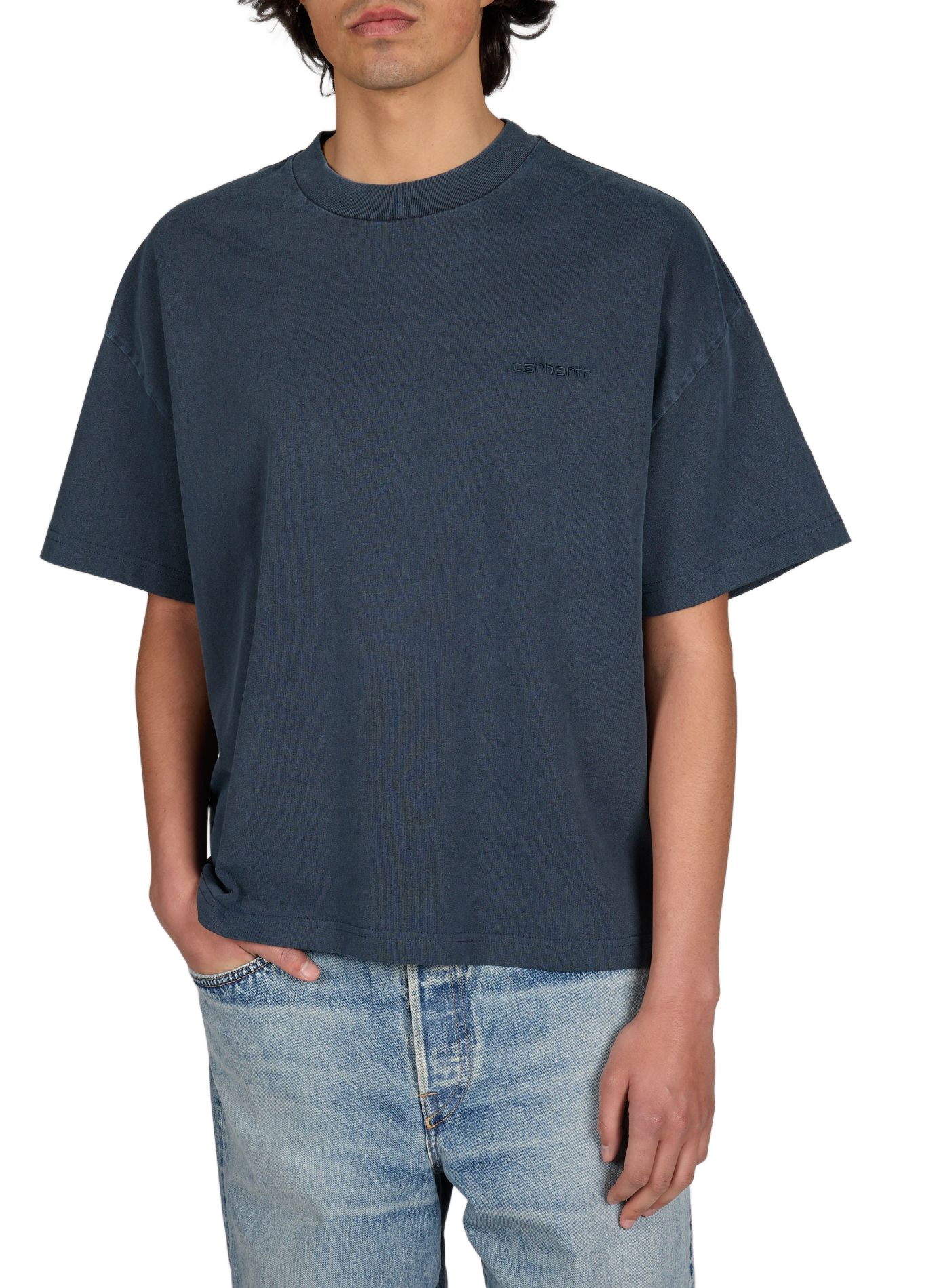 Cotton T-shirt with logo embroidery CARHARTT WIP Grey