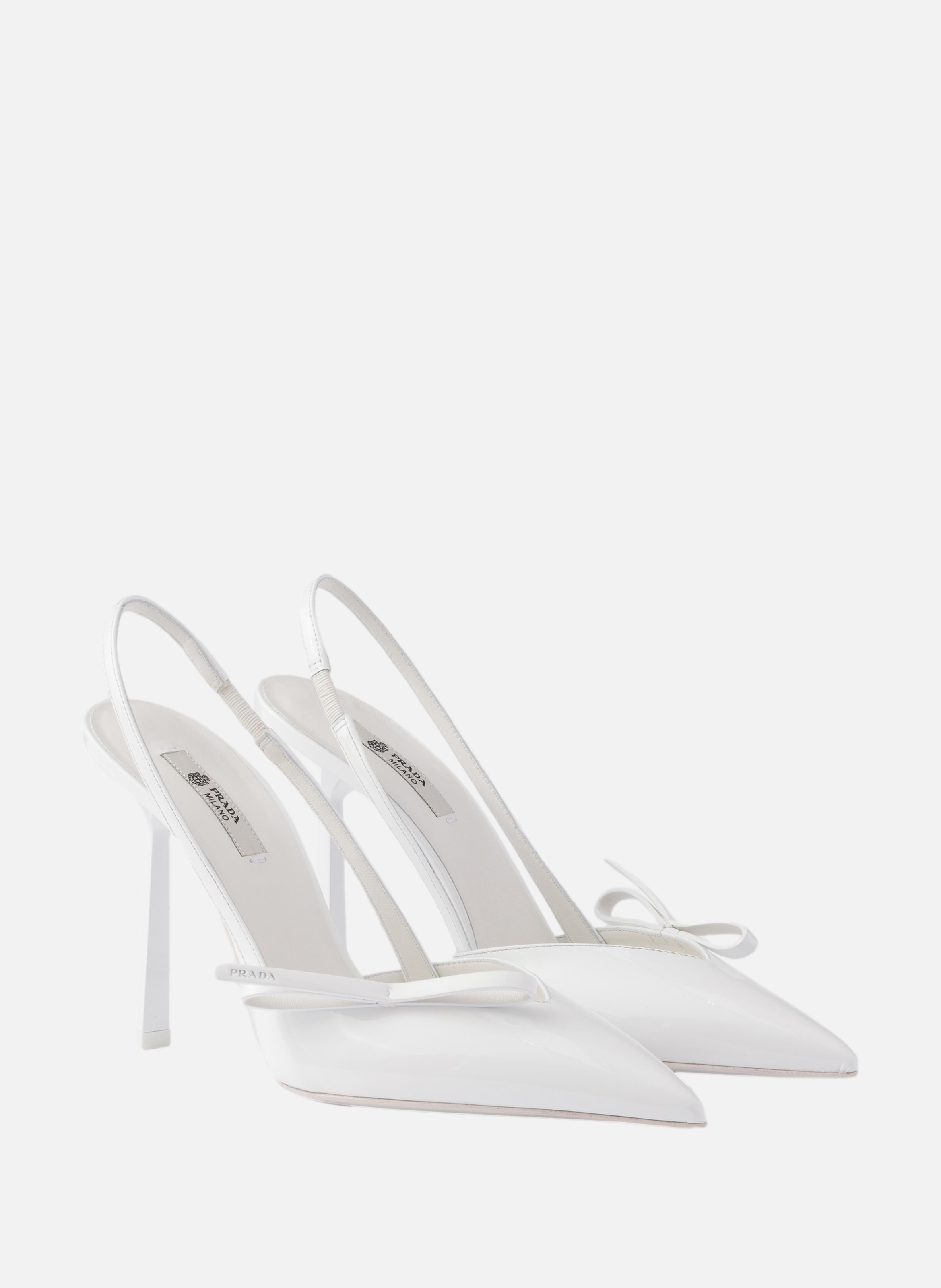 Escarpins à bride arrière en cuir verni PRADA Blanc
