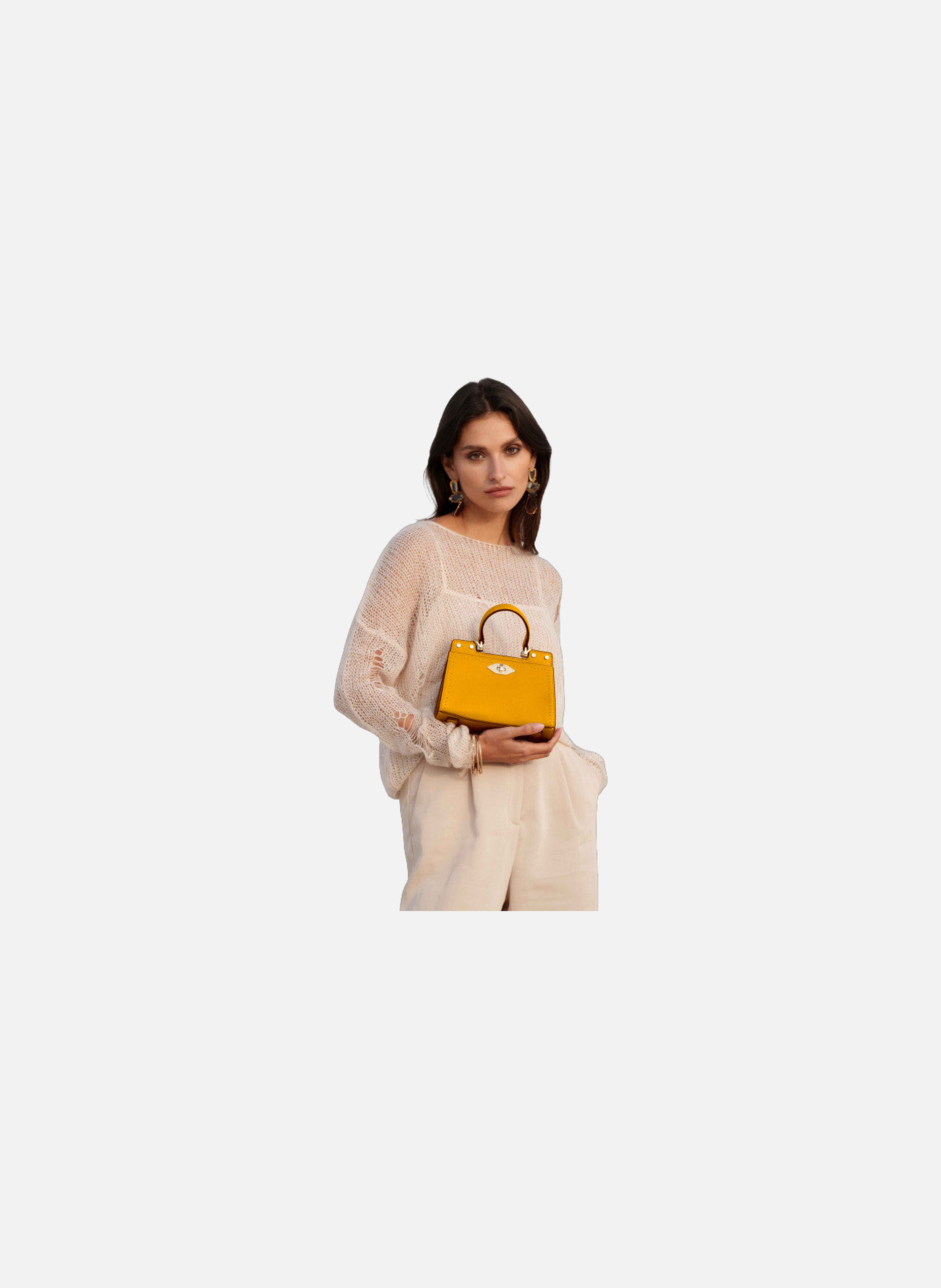 Trianon | sac à main micro en cuir de vachette POURCHET Jaune