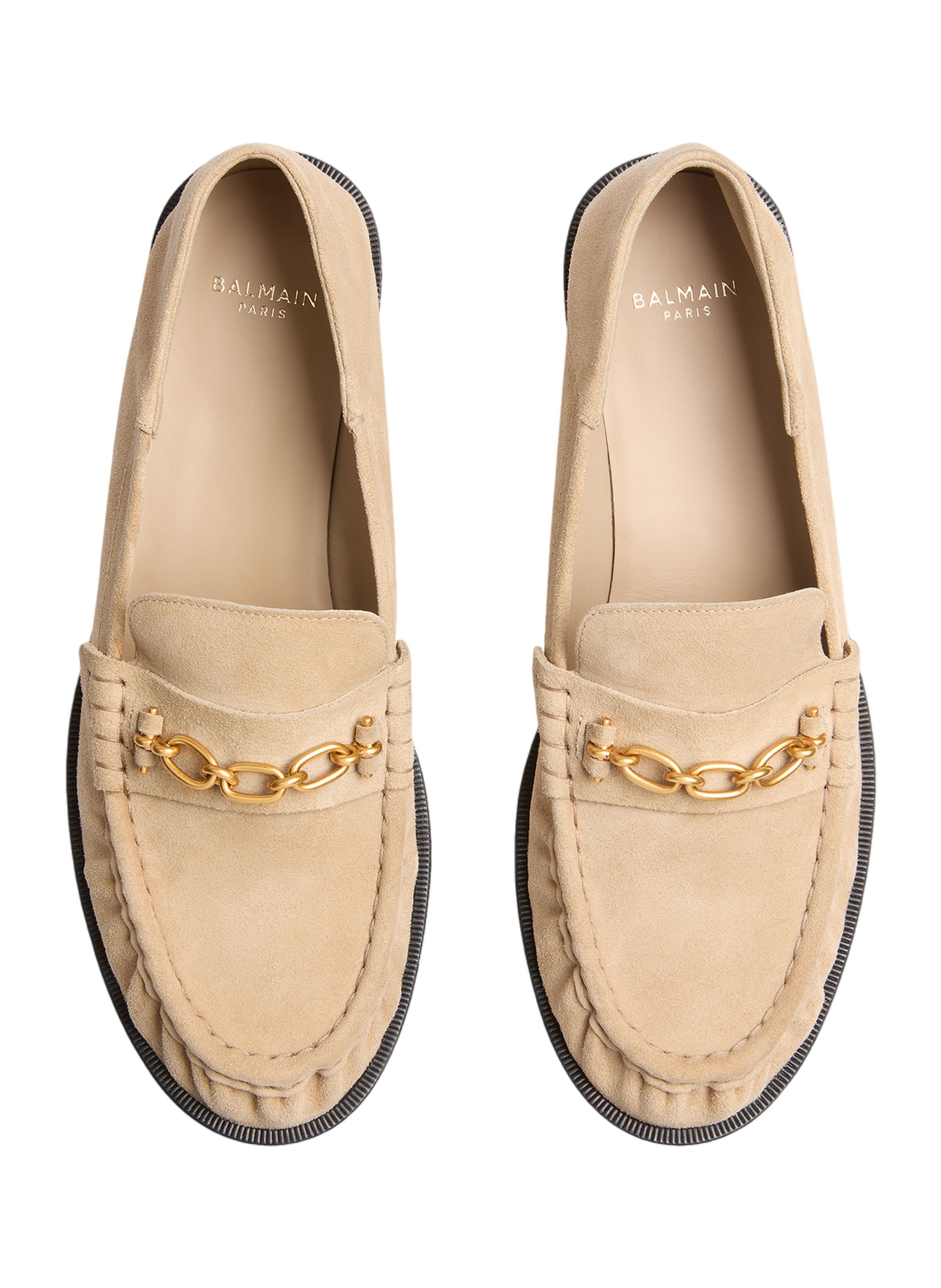 Mocassins sync en cuir suédé BALMAIN Beige