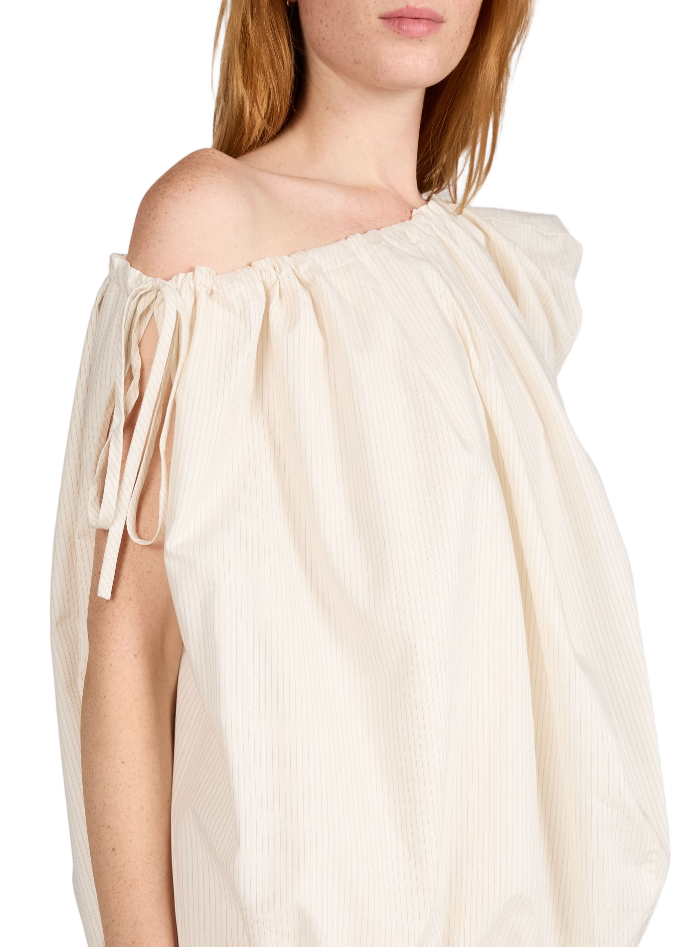 Midi asymmetrisches Baumwollkleid LAMRONS Beige