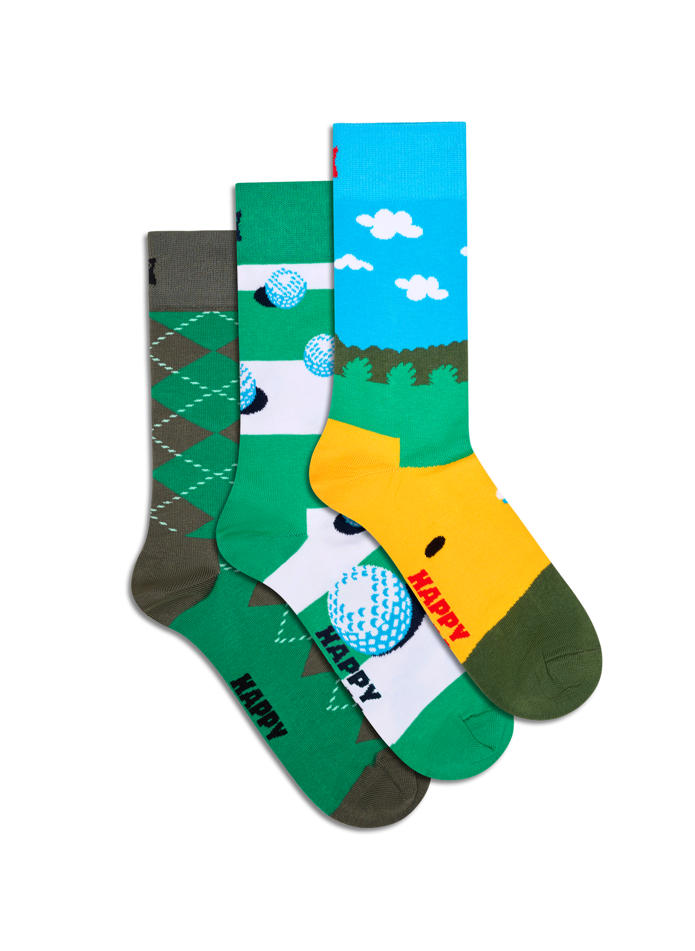 Lote de 3 pares de calcetines con estampado de golf en mezcla de algodón. HAPPY SOCKS Multicolor