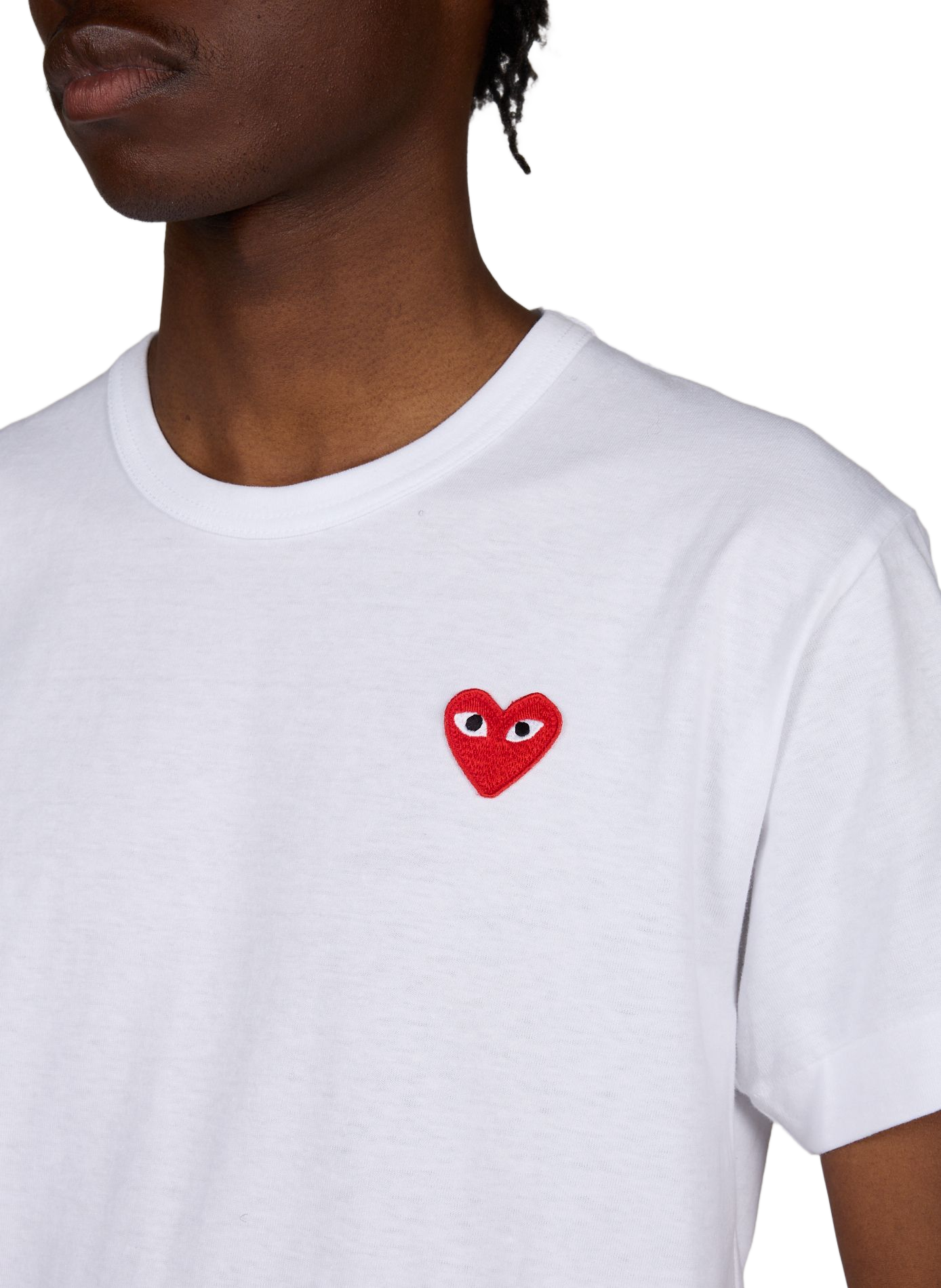 T-Shirt mit gesticktem Logo aus Baumwolle COMME DES GARCONS PLAY Weiss