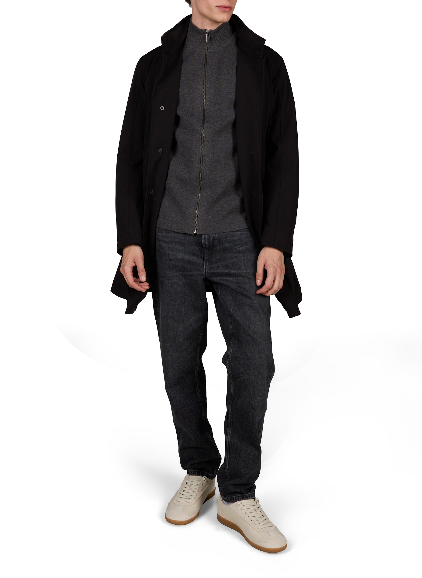 Manteau ajusté à col montant  NORWEGIAN WOOL Noir