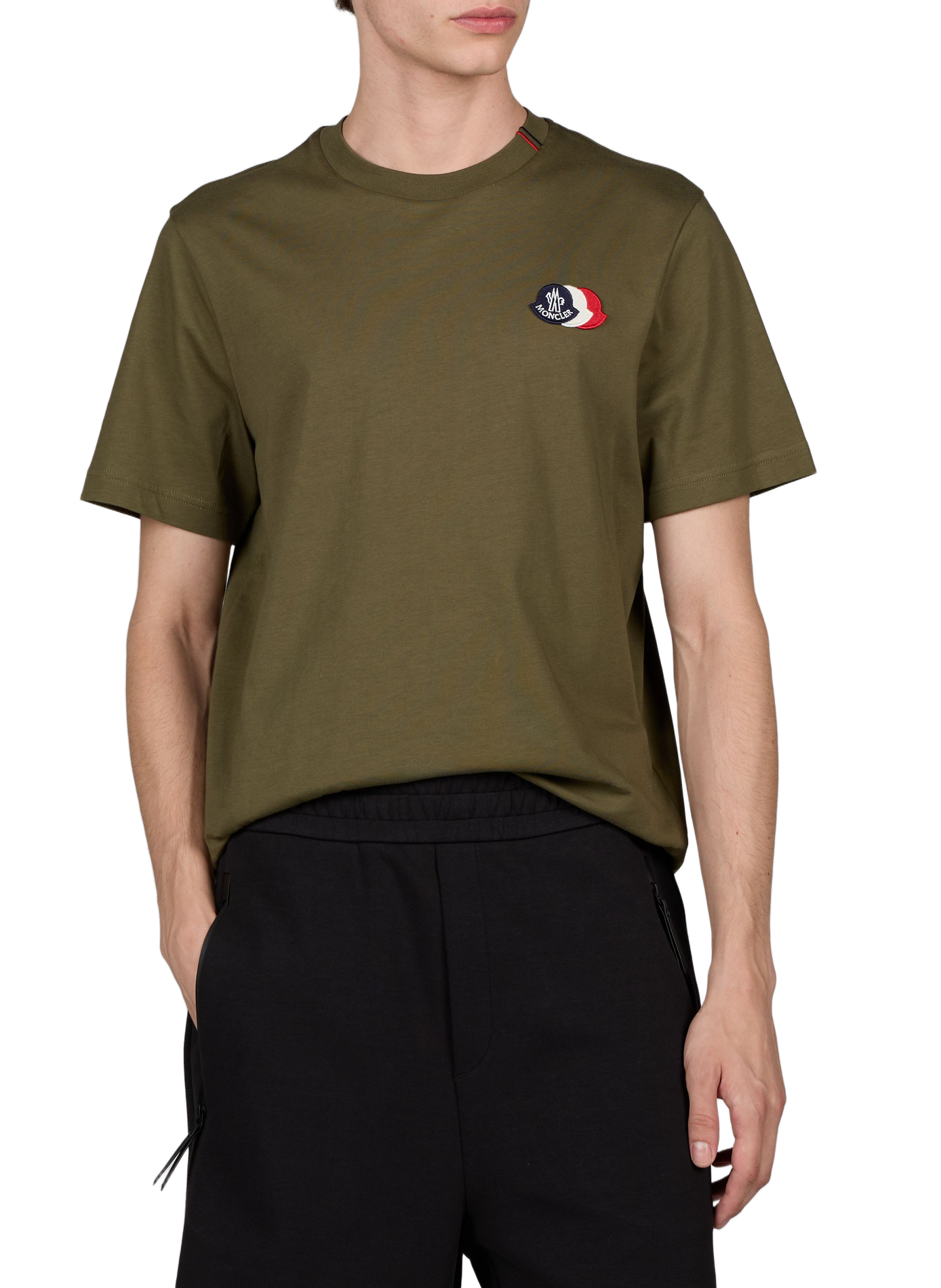T-shirt met rechte pasvorm en logo van katoen MONCLER Groen
