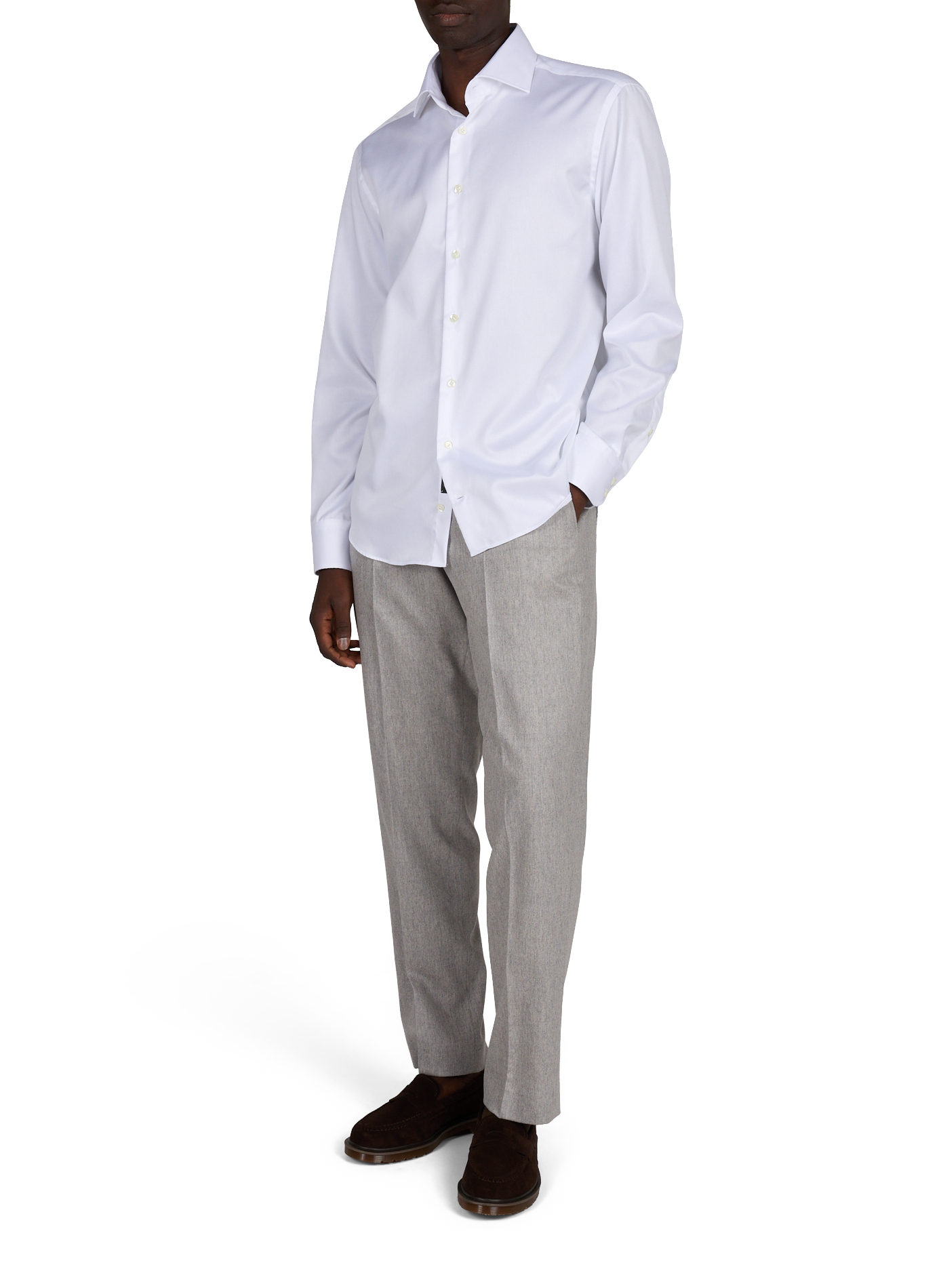 Pantalon à pinces en laine vierge PT01 Gris