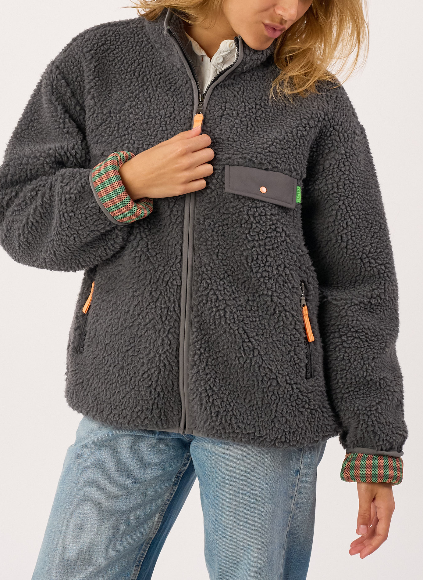 Veste sherpa zippée manches longues | Gris BILLYBELT Femme