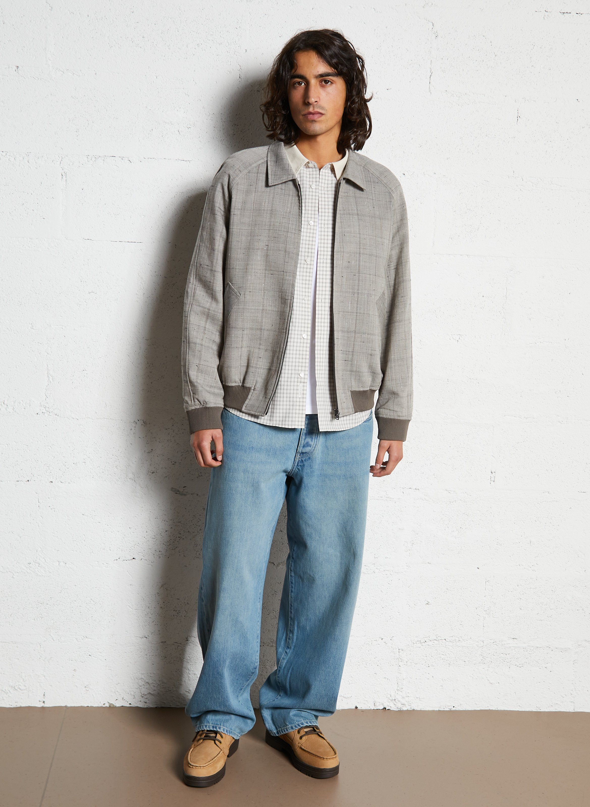 Blouson col classique à carreaux IKKS Beige