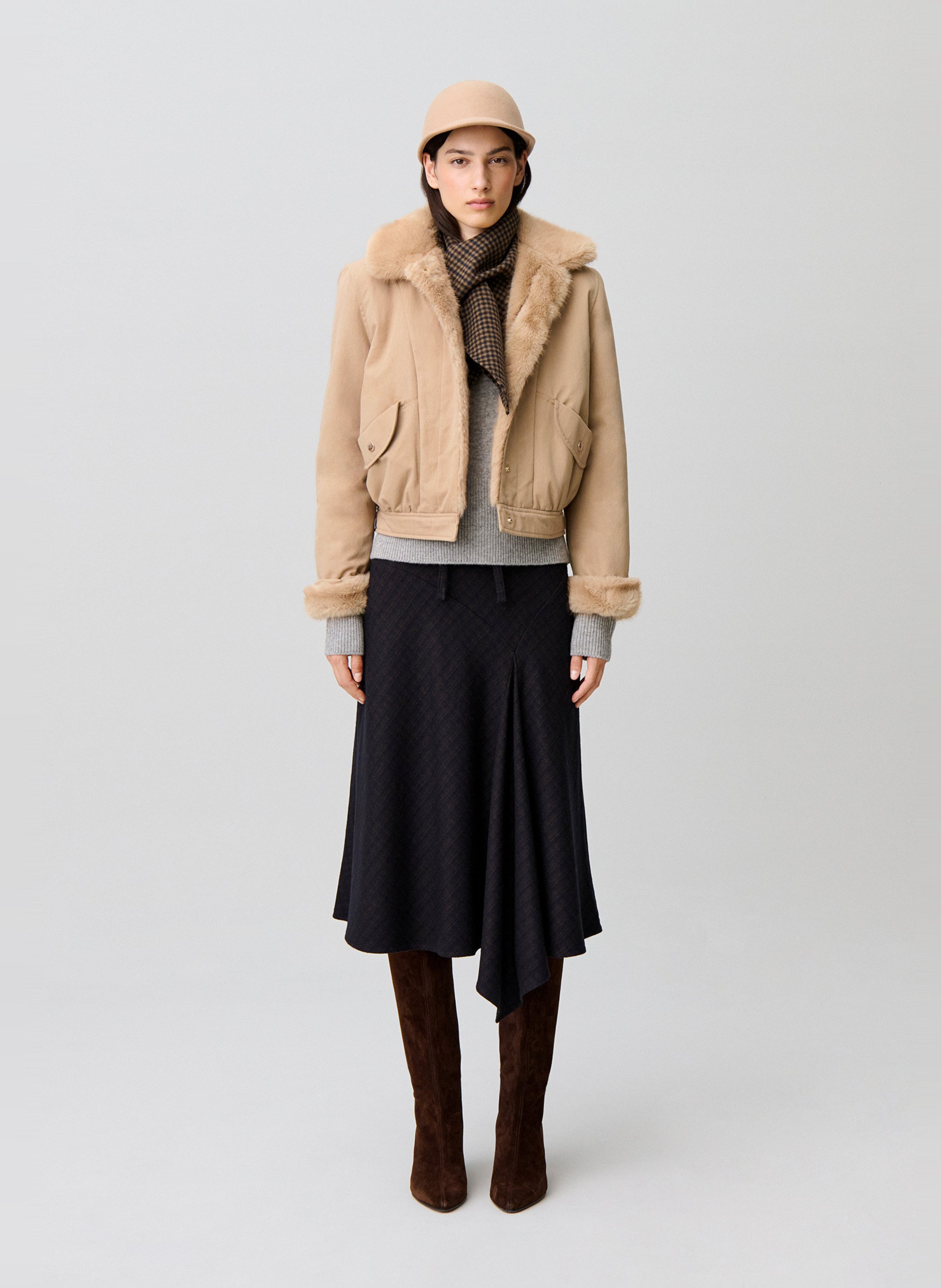 Parka col classique en coton mélangé CLAUDIE PIERLOT Beige