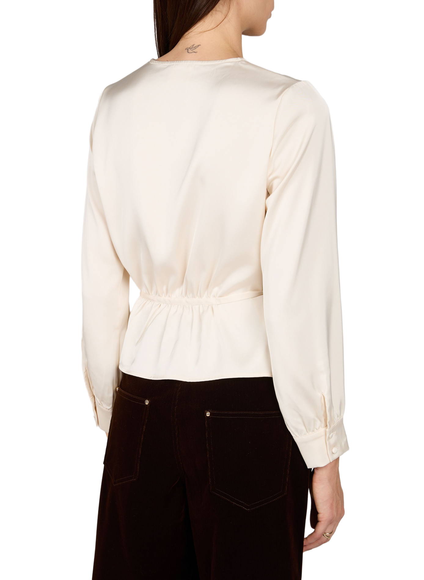 Top Telmalace straight satin with lace PETITE MENDIGOTE Beige