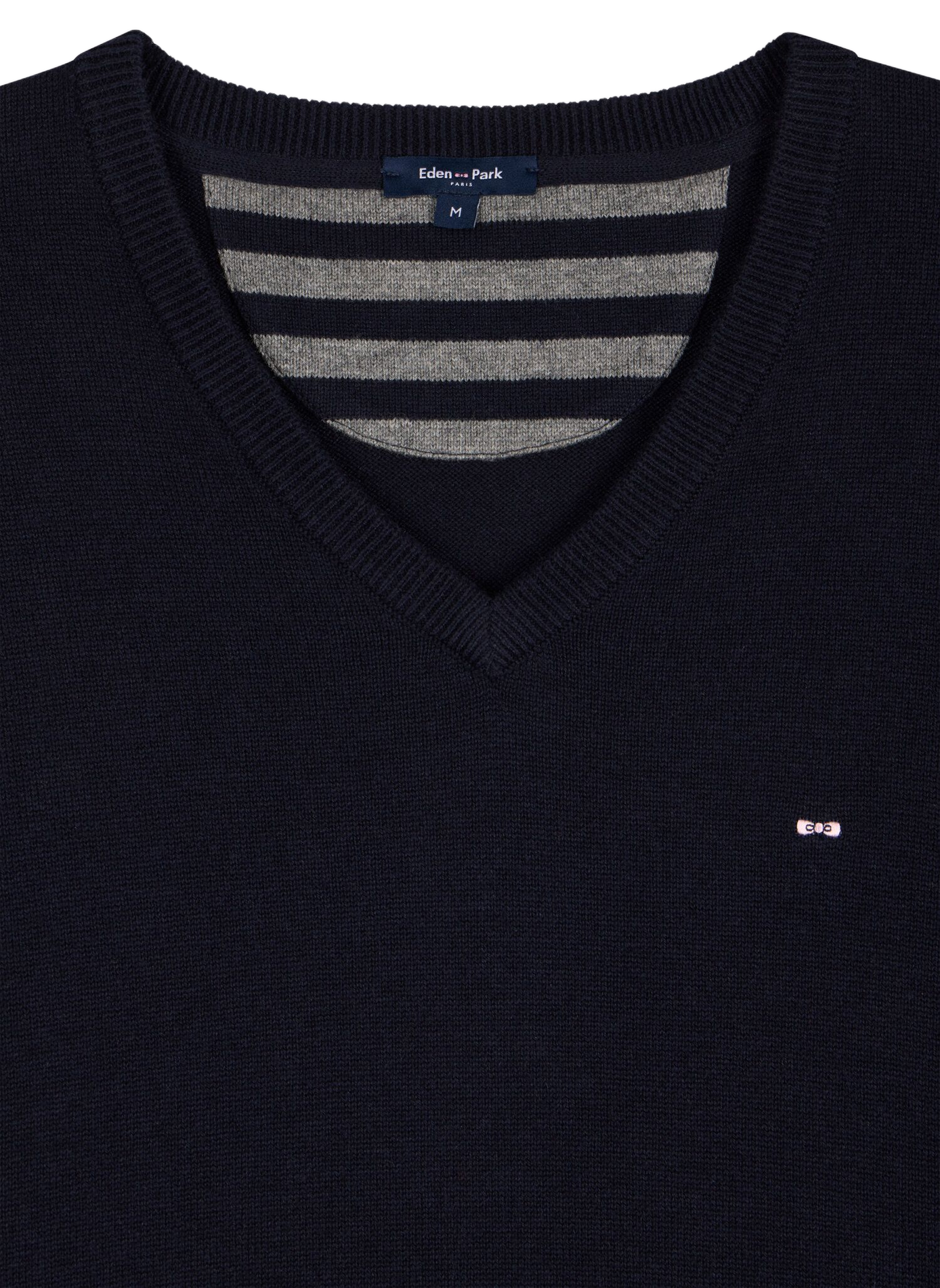 Gerader Pullover mit V-Ausschnitt aus Wolle und Baumwolle EDEN PARK Blau