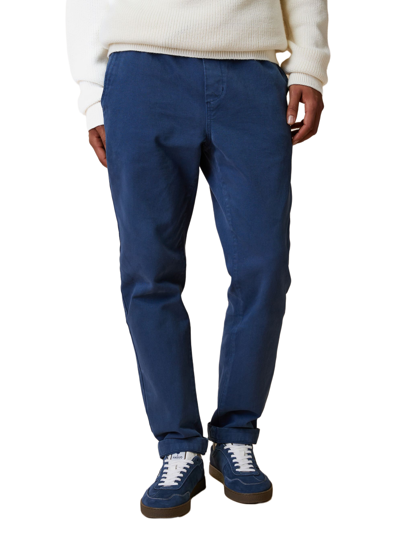 Pantalon chino à taille élastiquée en coton FAGUO Bleu