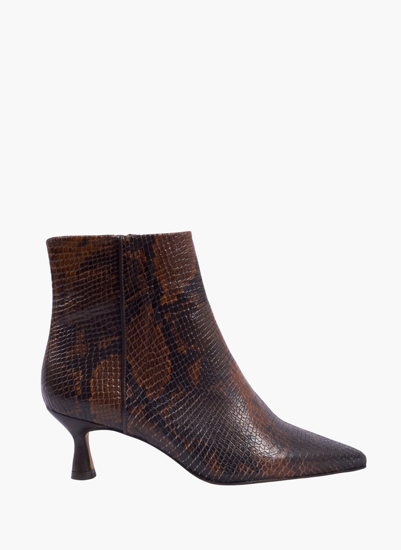 Bottines pointues isaure cuir imprimé JULES & JENN Marron