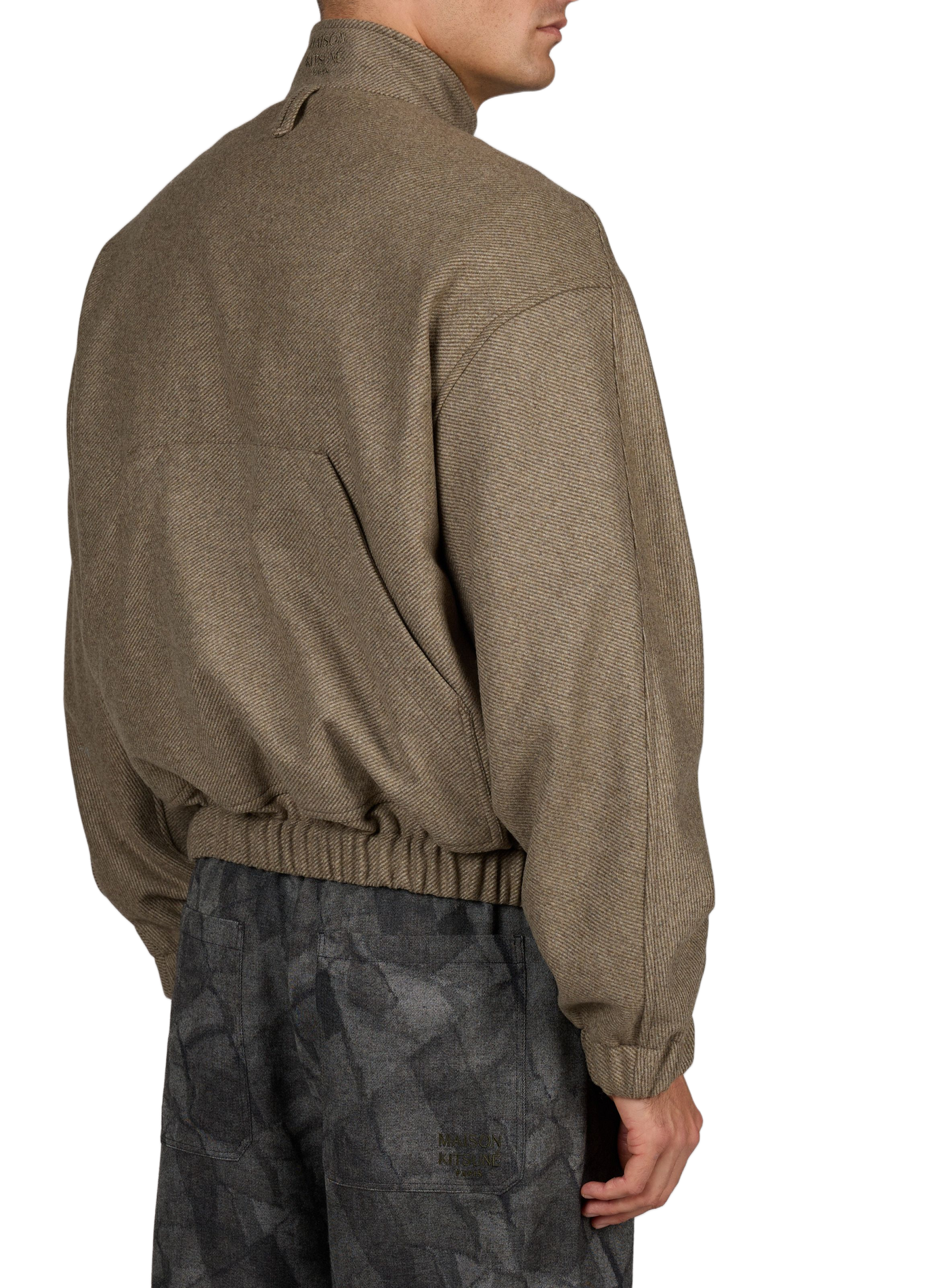 Chaqueta con cuello alto de lana mezclada MAISON KITSUNÉ Verde