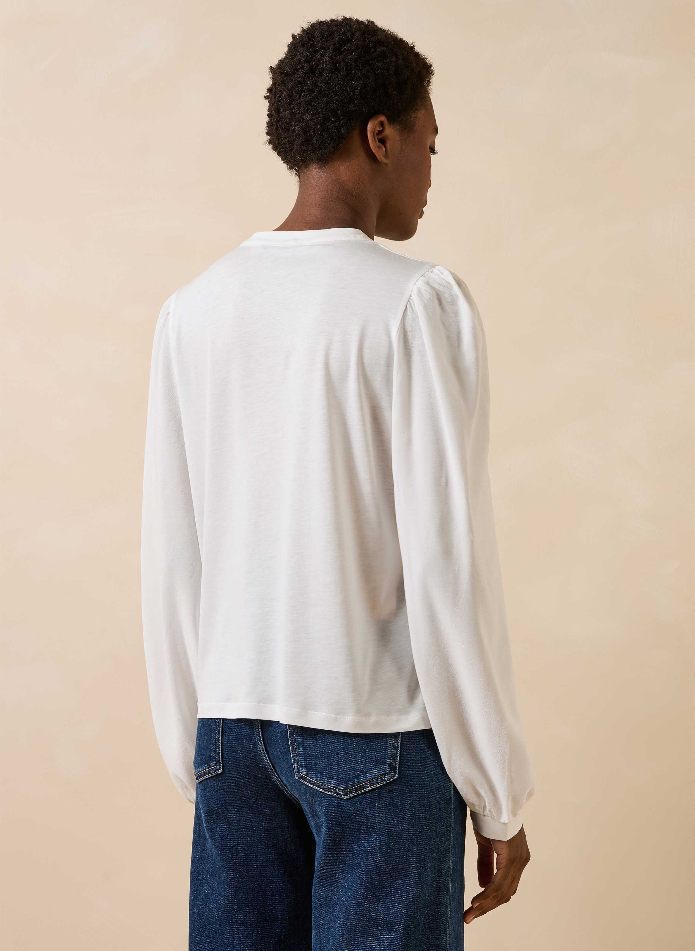 T-shirt met V-hals LA FEE MARABOUTEE Wit
