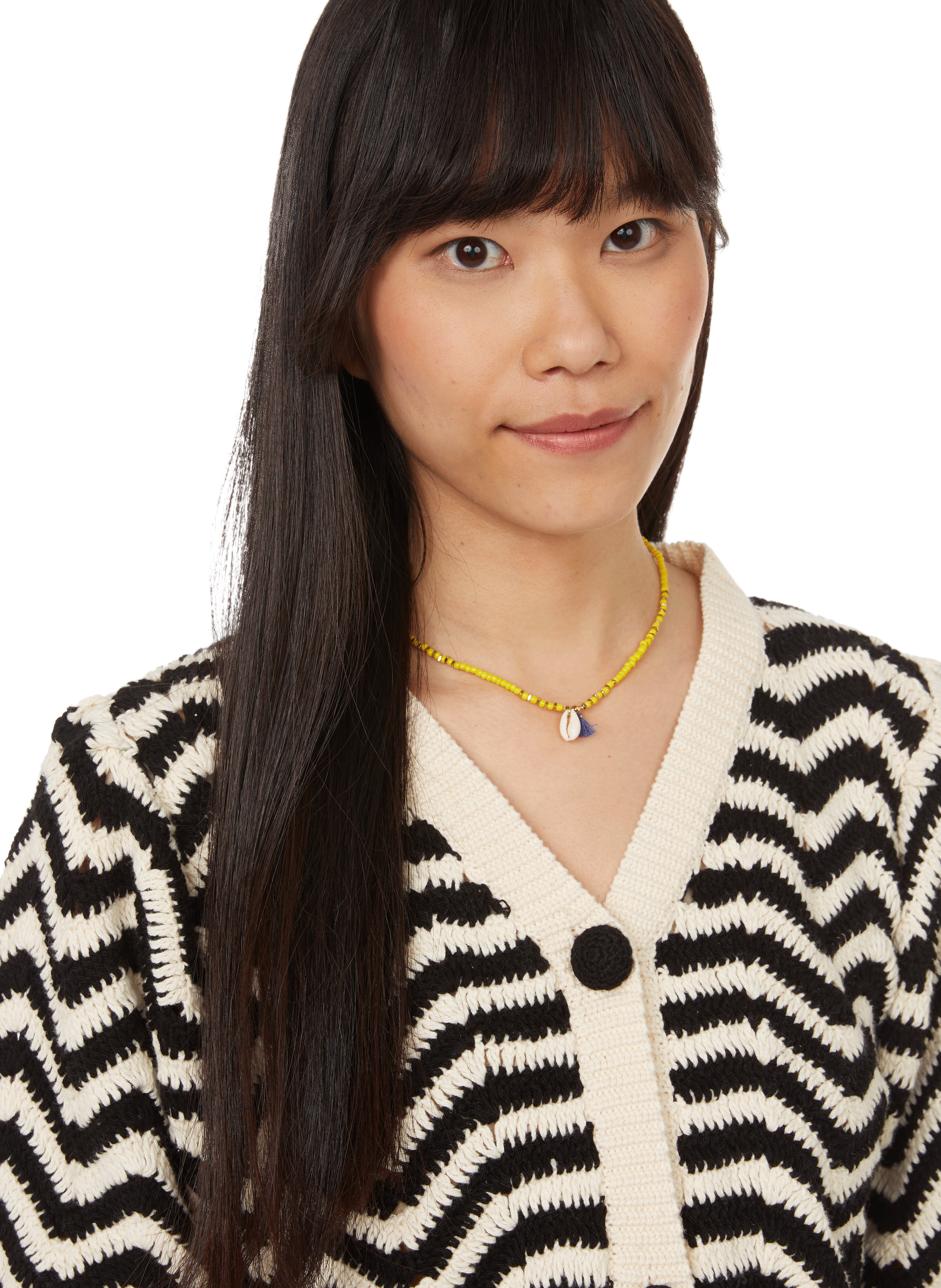 Collier à perles fantaisie et coquillage AU PRINTEMPS PARIS Jaune