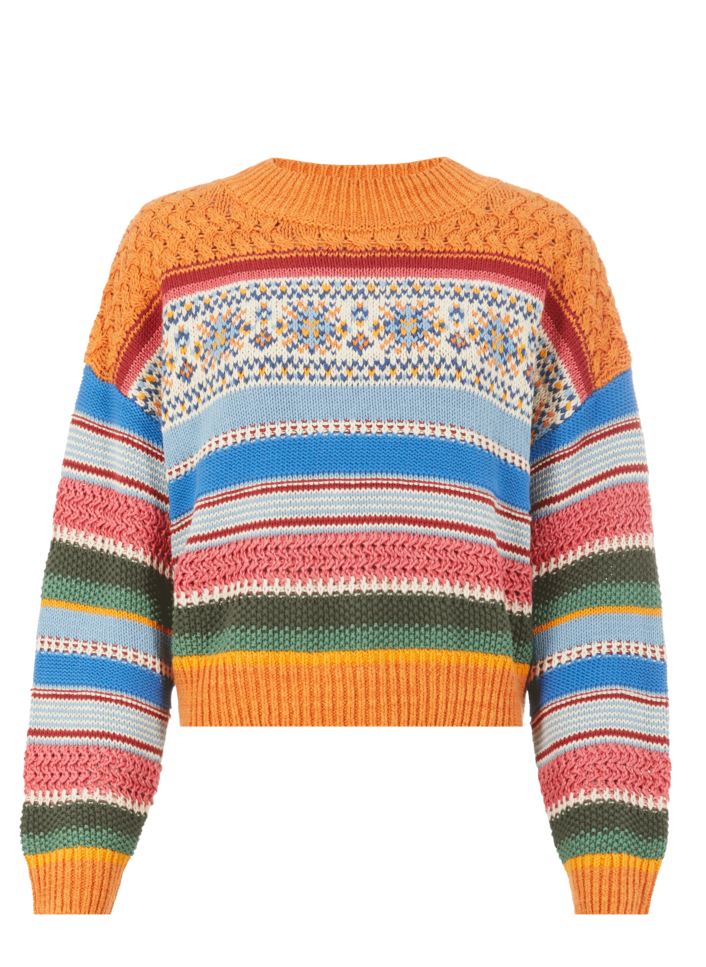 Pull rayé en coton et lin