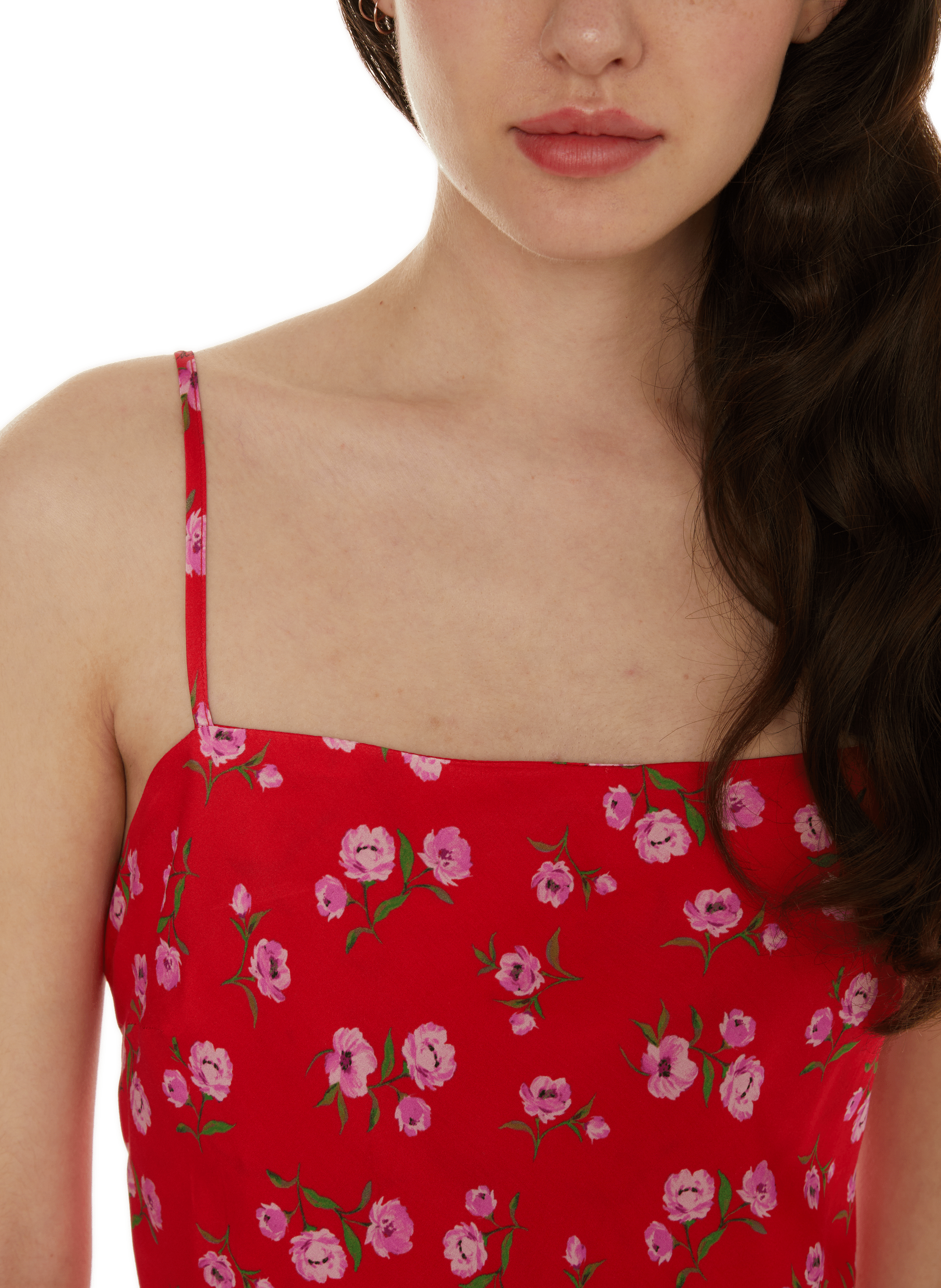 Robe longue à motif fleuris ROTATE Rouge