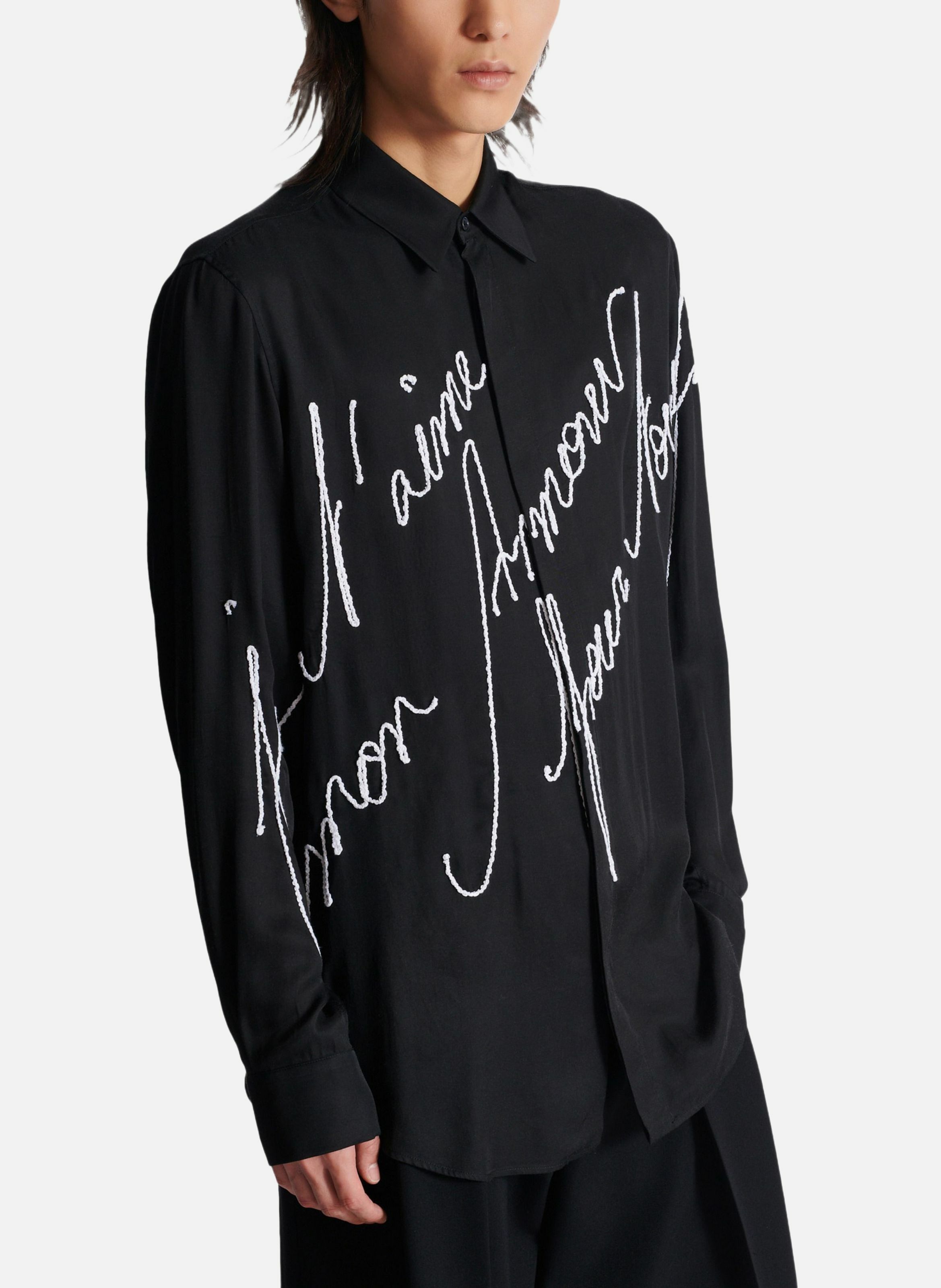 Chemise fluide brodée « lettre d'amour » BALMAIN Noir