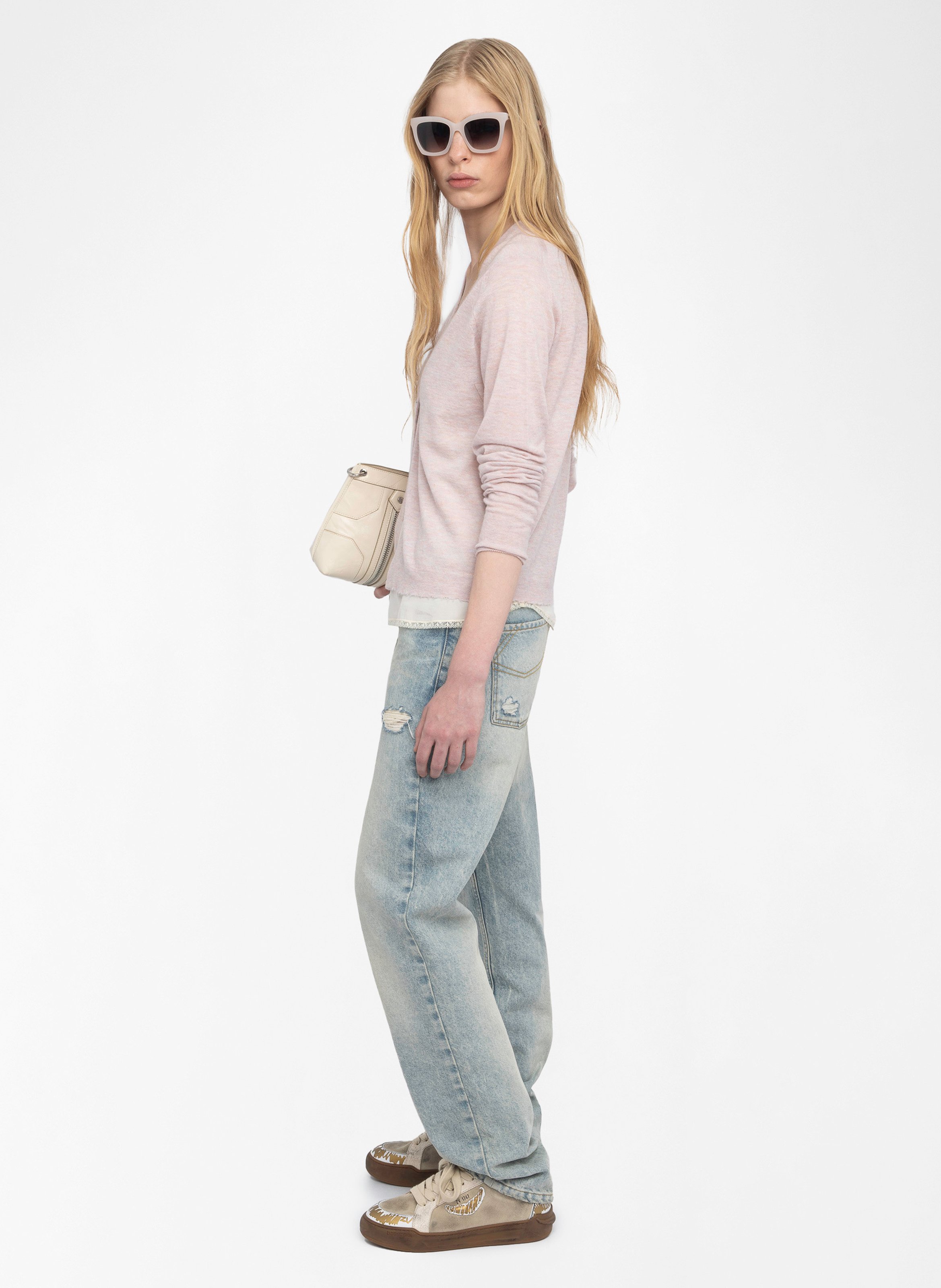 Cardigan col v boutonné en cachemire manylla ZADIG&VOLTAIRE Rose