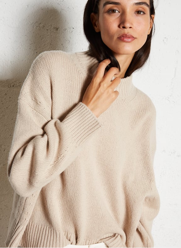 Pull col montant en laine yitter Beige by BA&SH BA&SH Pull col montant en laine yitter Beige