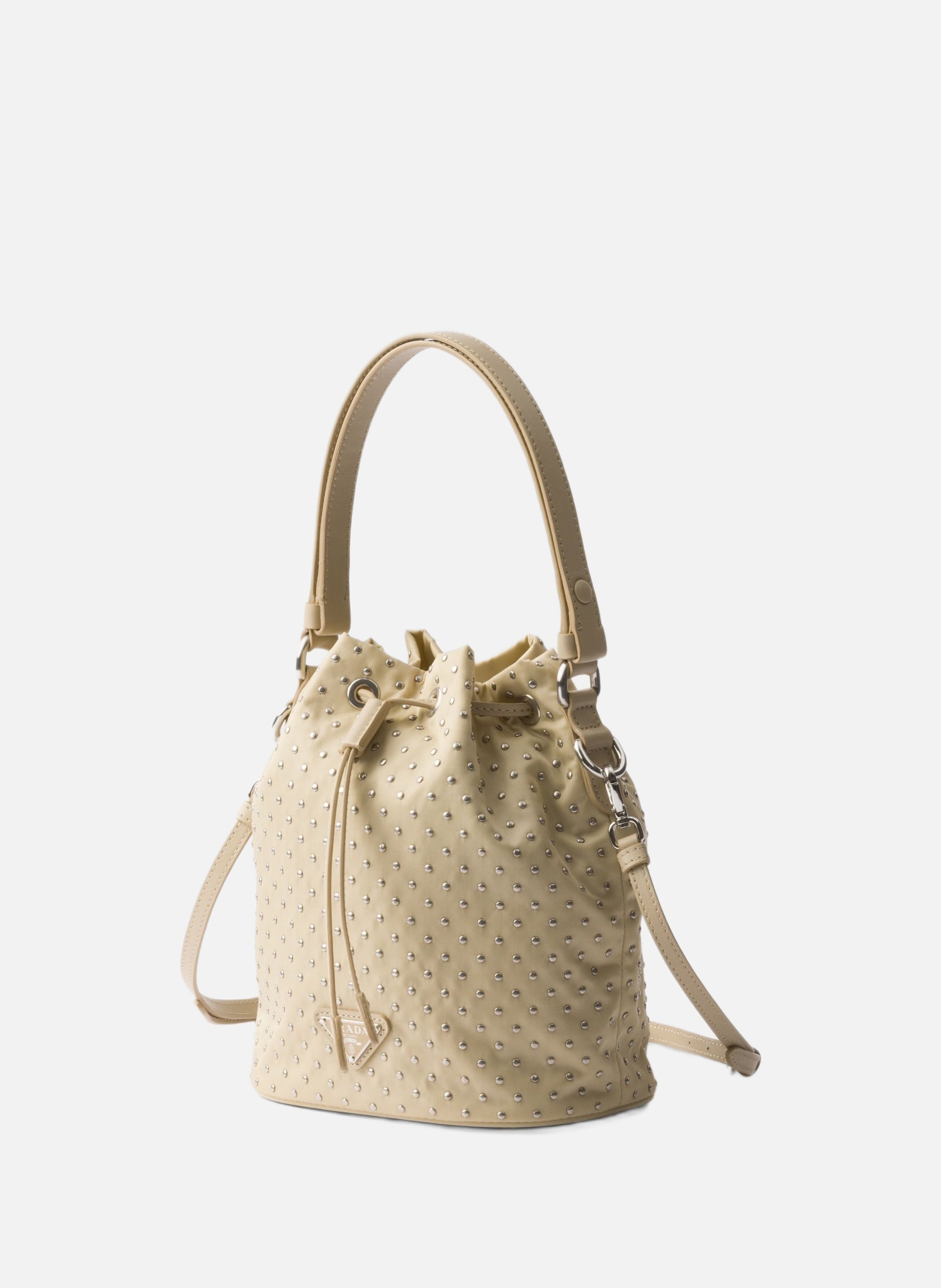 Mini sac en re-nylon avec clous PRADA Beige