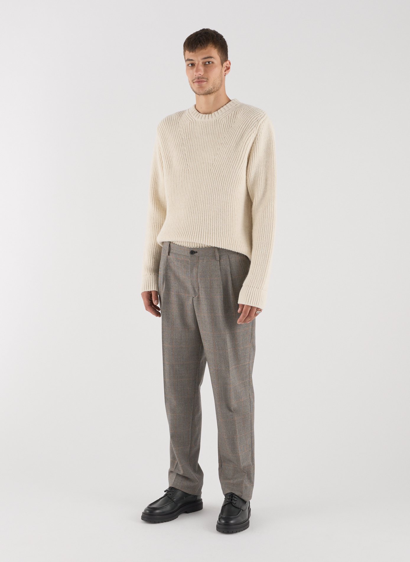 Round-neck sweater in ribbed knit SAISON 1865 Beige