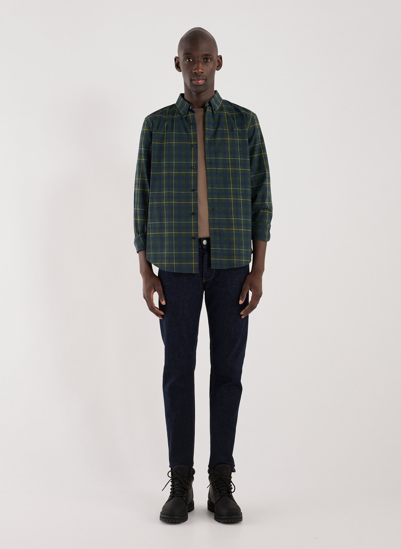 Slim-fit cotton check shirt TIMBERLAND Green