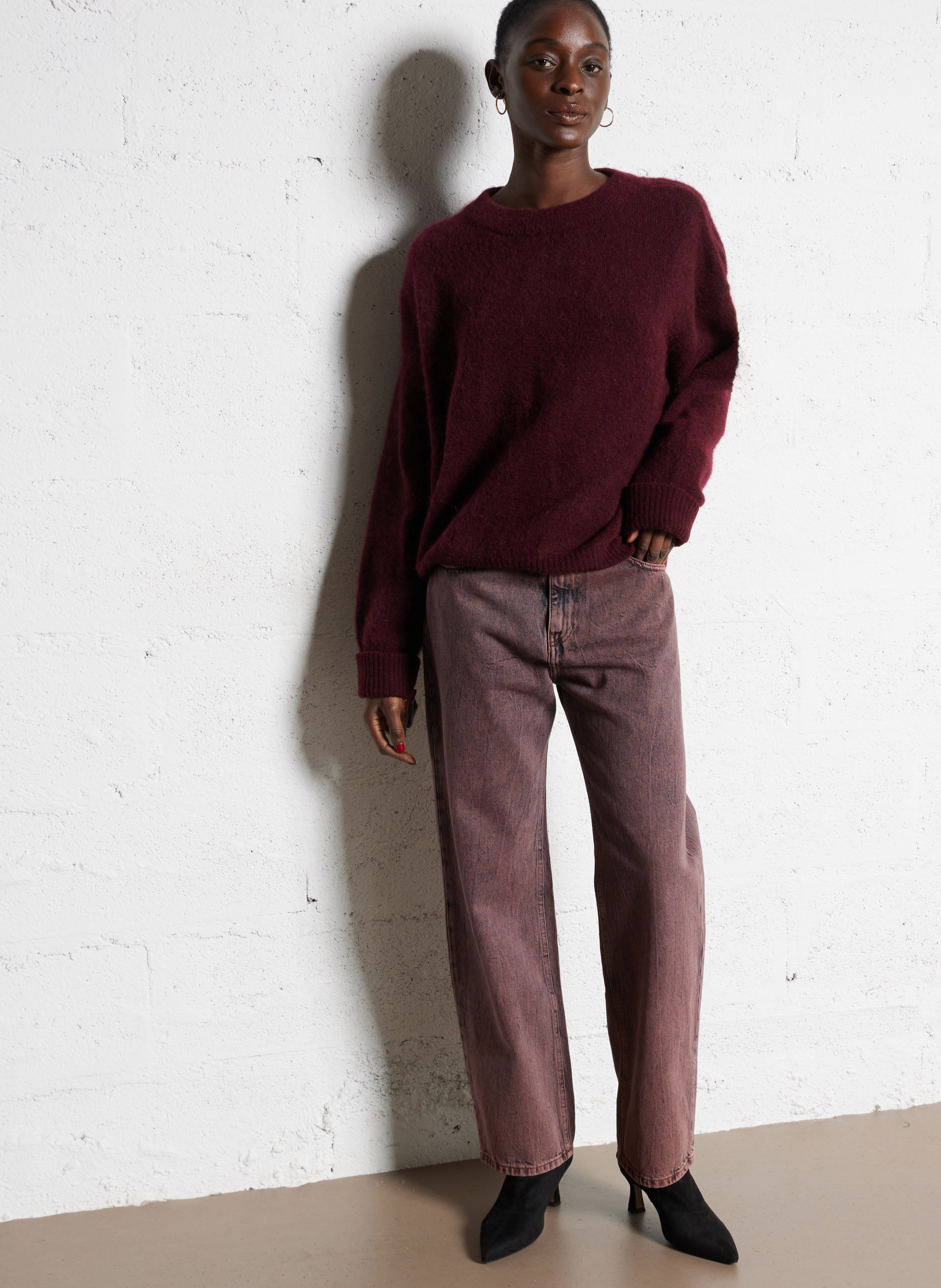 Pull ample col rond en laine mélangée vitow AMERICAN VINTAGE Rouge