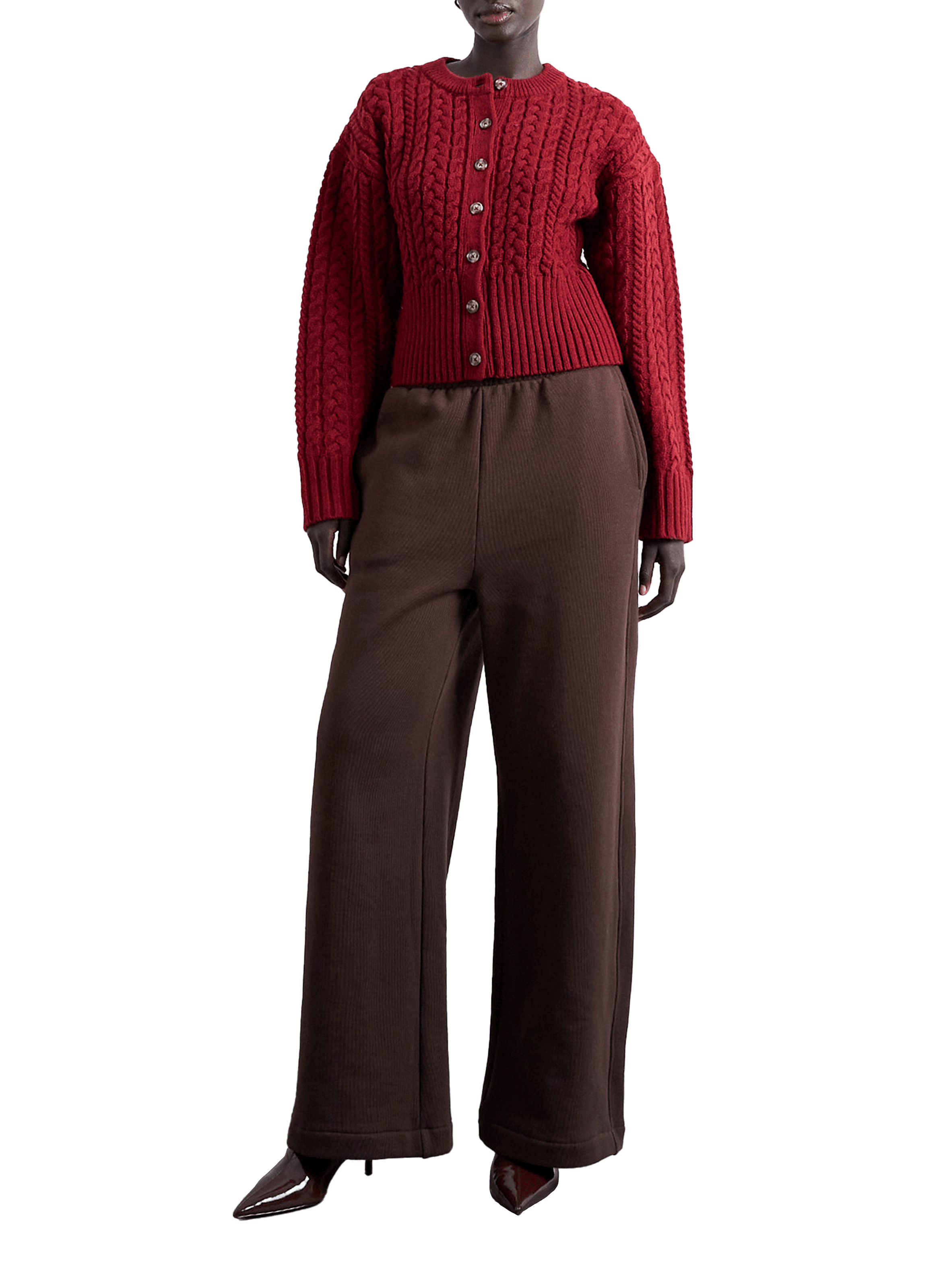 Gilet en maille torsadée TOPSHOP Rouge