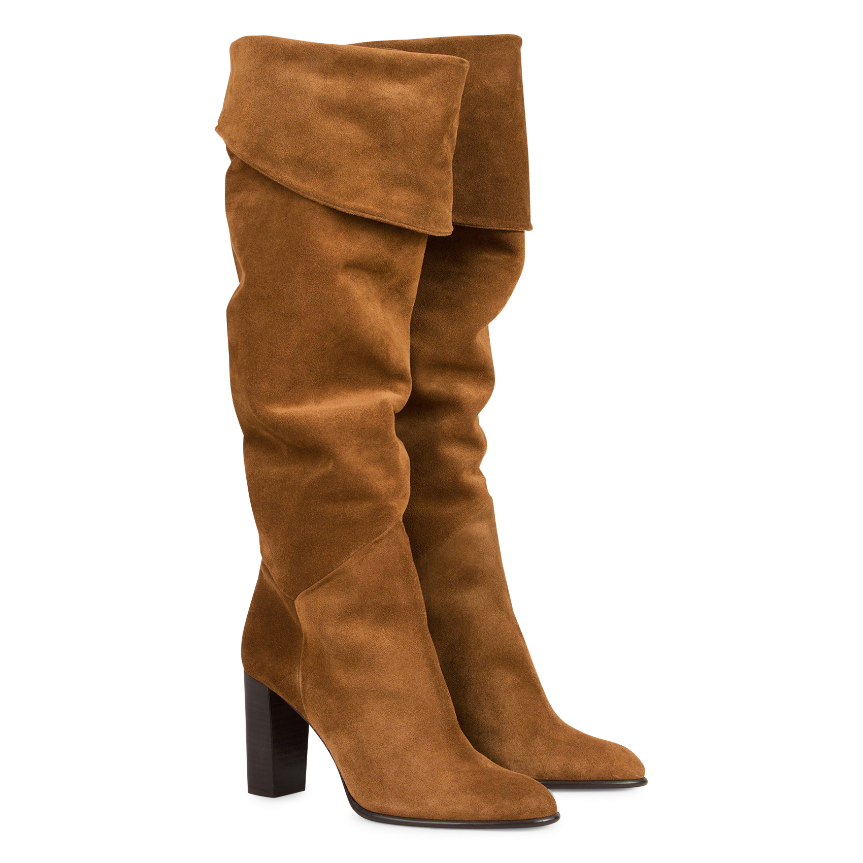 Bottes en cuirvelours high ciry BA&SH Marron